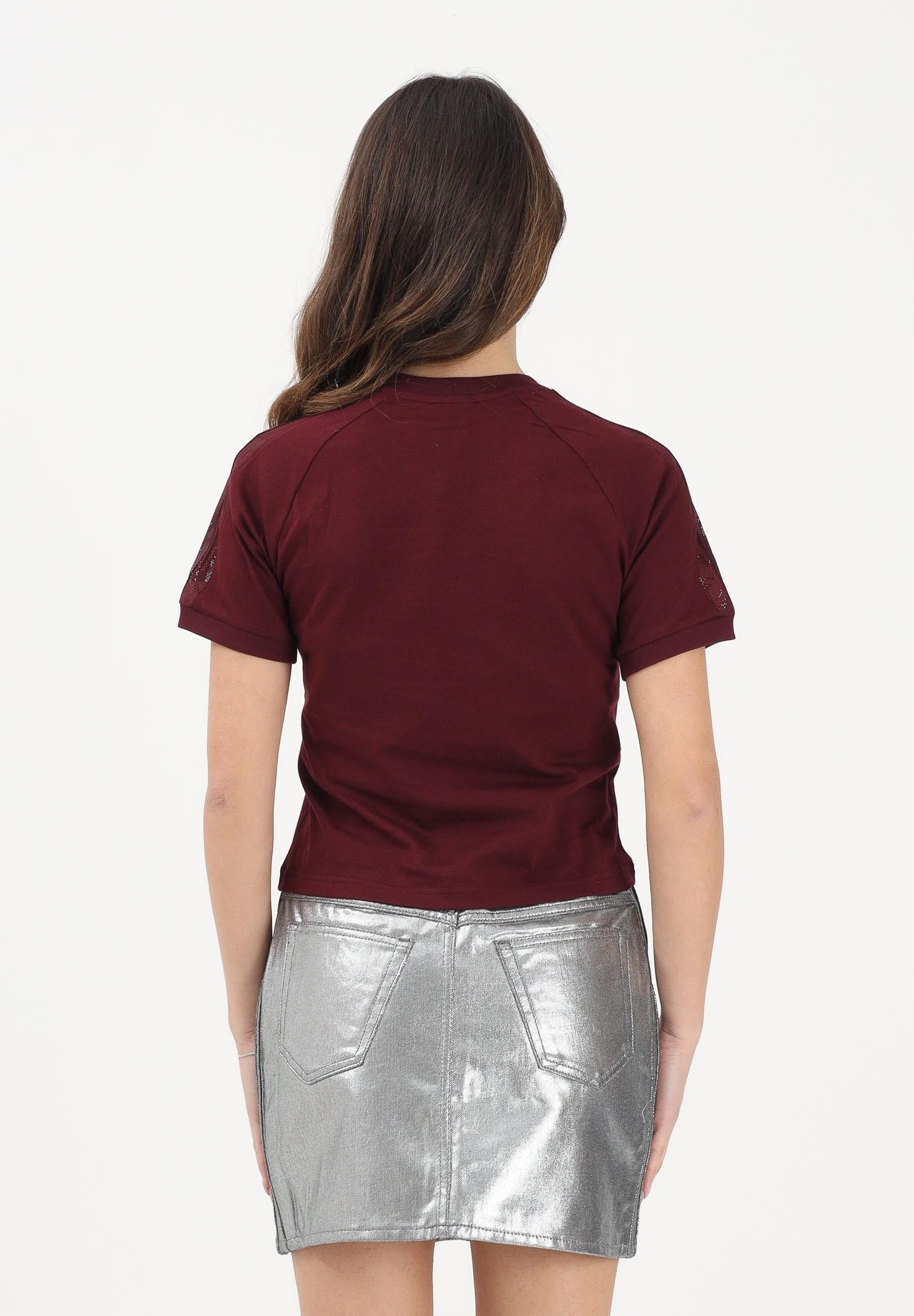 ADIDAS ORIGINALS T-shirt a manica corta LACE CALI bordeaux da donna KC6453 . ADIDAS ORIGINALS