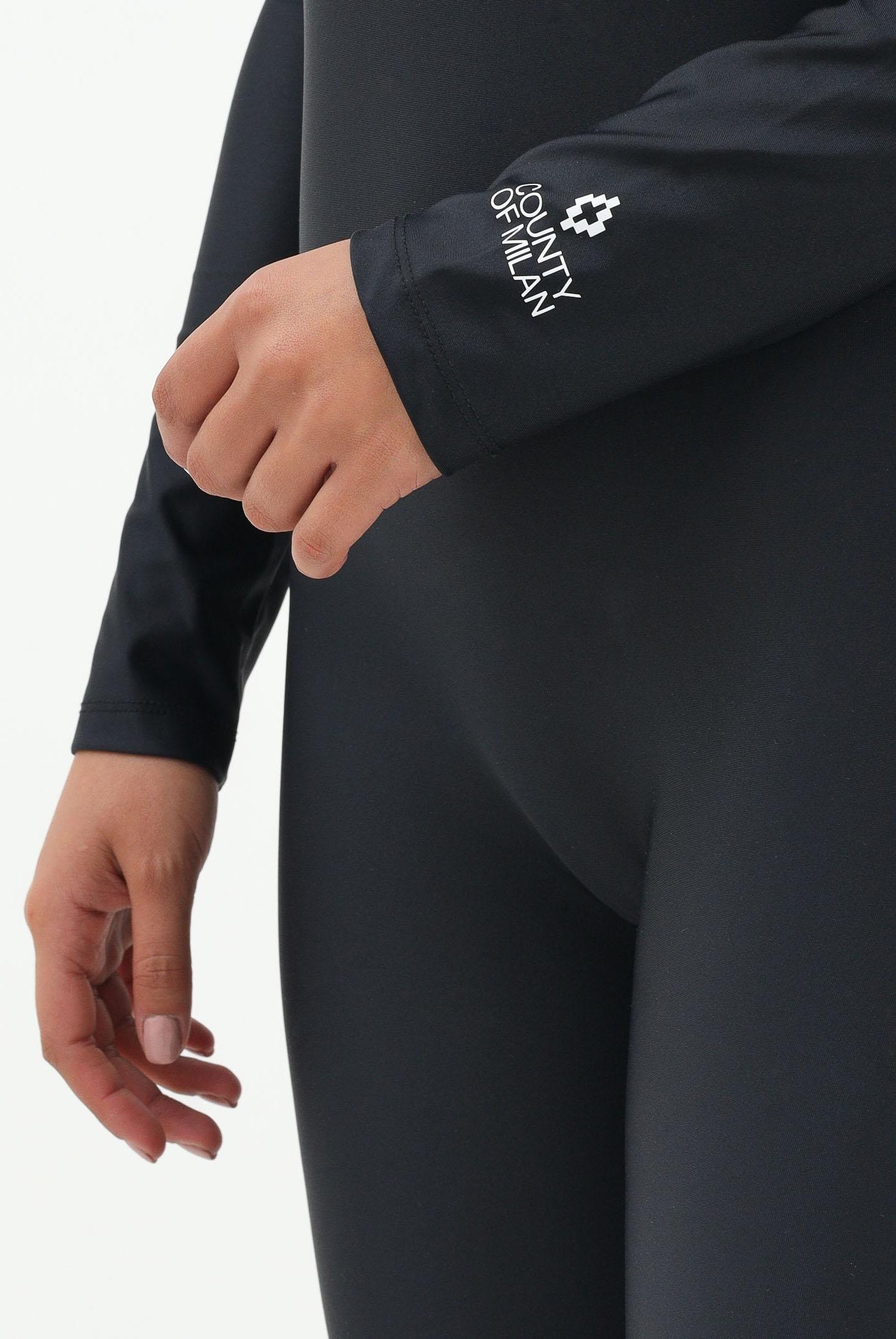 MARCELO BURLON COUNTY OF MILAN Tuta aderente nera da donna con scollo sul retro 25ICM30009 NE MARCELO BURLON COUNTY OF MILAN