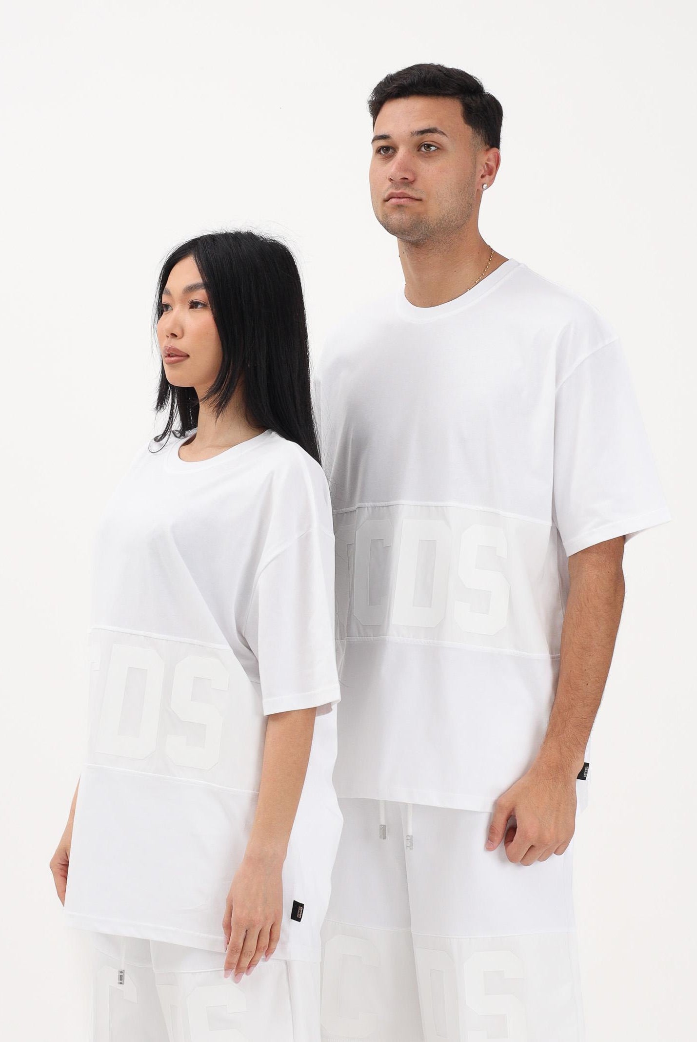 GCDS T-shirt a manica corta bianca per uomo e donna con logo Z0MLQC109J101 100A GCDS