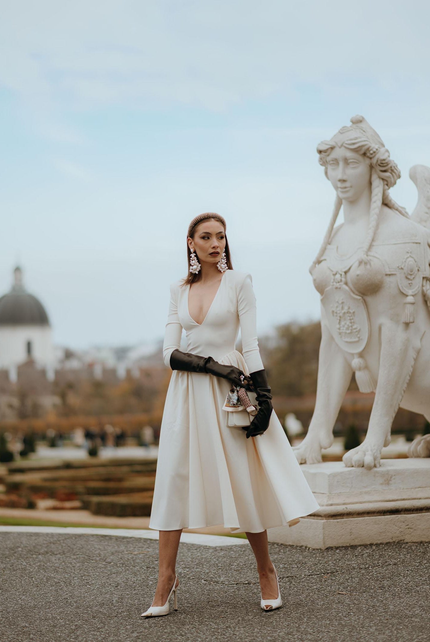 SANTAS Abito midi DOUCEUR avorio da donna PV2603 PA SANTAS