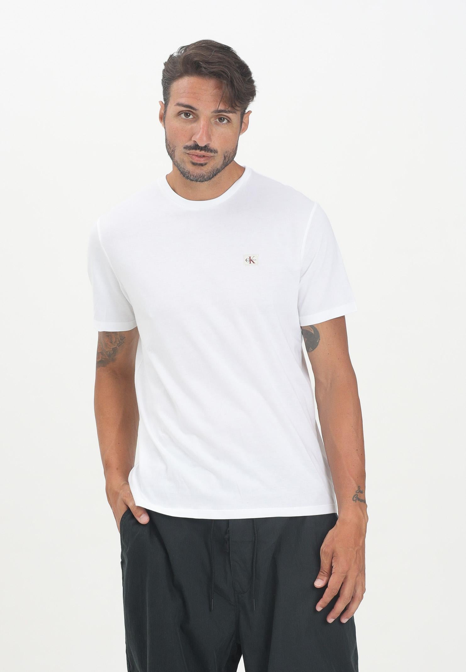 CALVIN KLEIN JEANS T-shirt a manica corta bianca da uomo con stemma logo LV04RC272GYAF CALVIN KLEIN JEANS