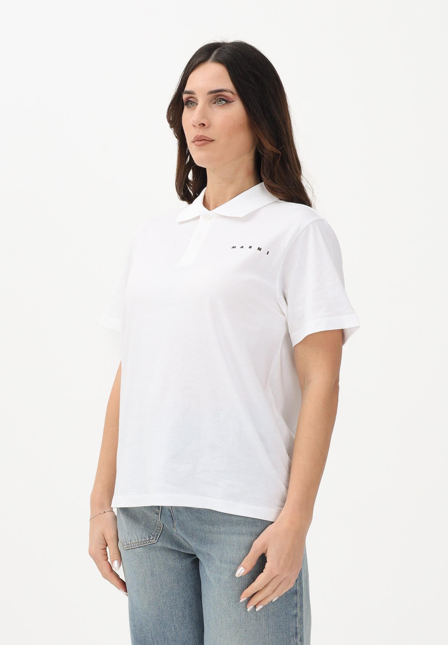 MARNI Polo a manica corta bianca per donna, ragazzi e bambini con logo Marni M01770M00RF 0M100 MARNI