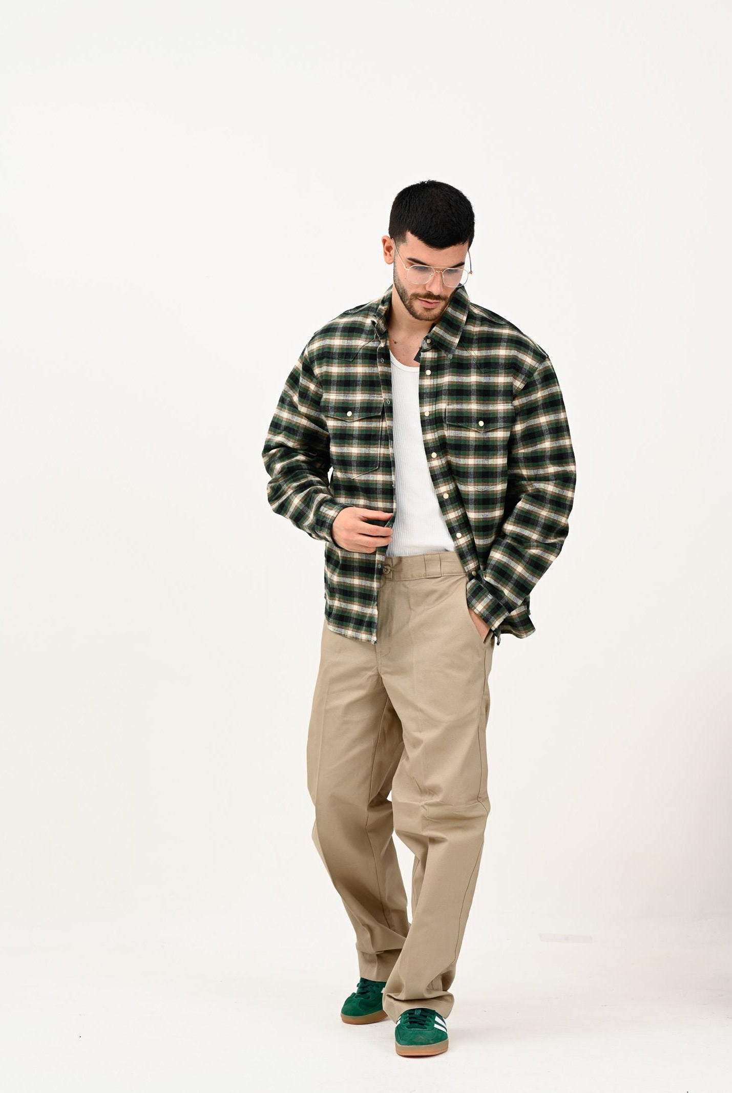 DICKIES Camicia a manica lunga JOHNSONVILLE verde da uomo DK0A87PWPIN1 DIckies