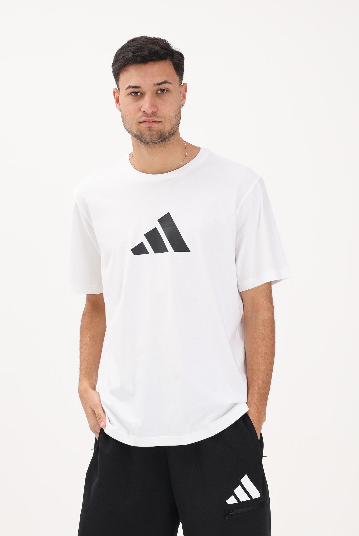 ADIDAS PERFORMANCE T-shirt a manica corta Future Icons Three Bar bianca da uomo JD4913 . ADIDAS PERFORMANCE