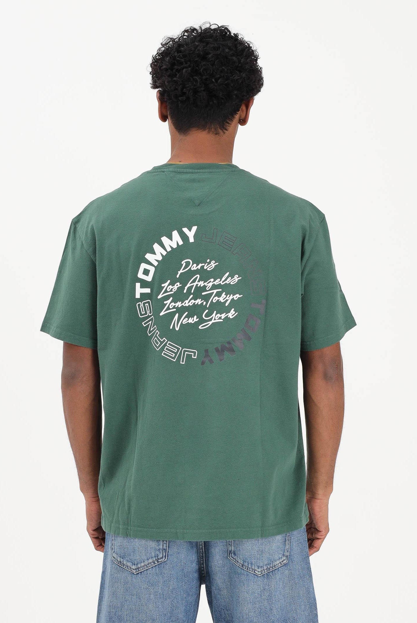 TOMMY JEANS T-shirt a manica corta verde da uomo con stampa sul retro DM0DM22535 MBL TOMMY JEANS