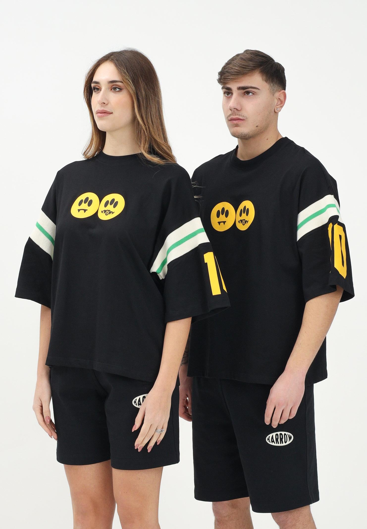 BARROW T-shirt a manica corta nera per uomo e donna con grafica Barrow S5BWUATH030 110 BARROW