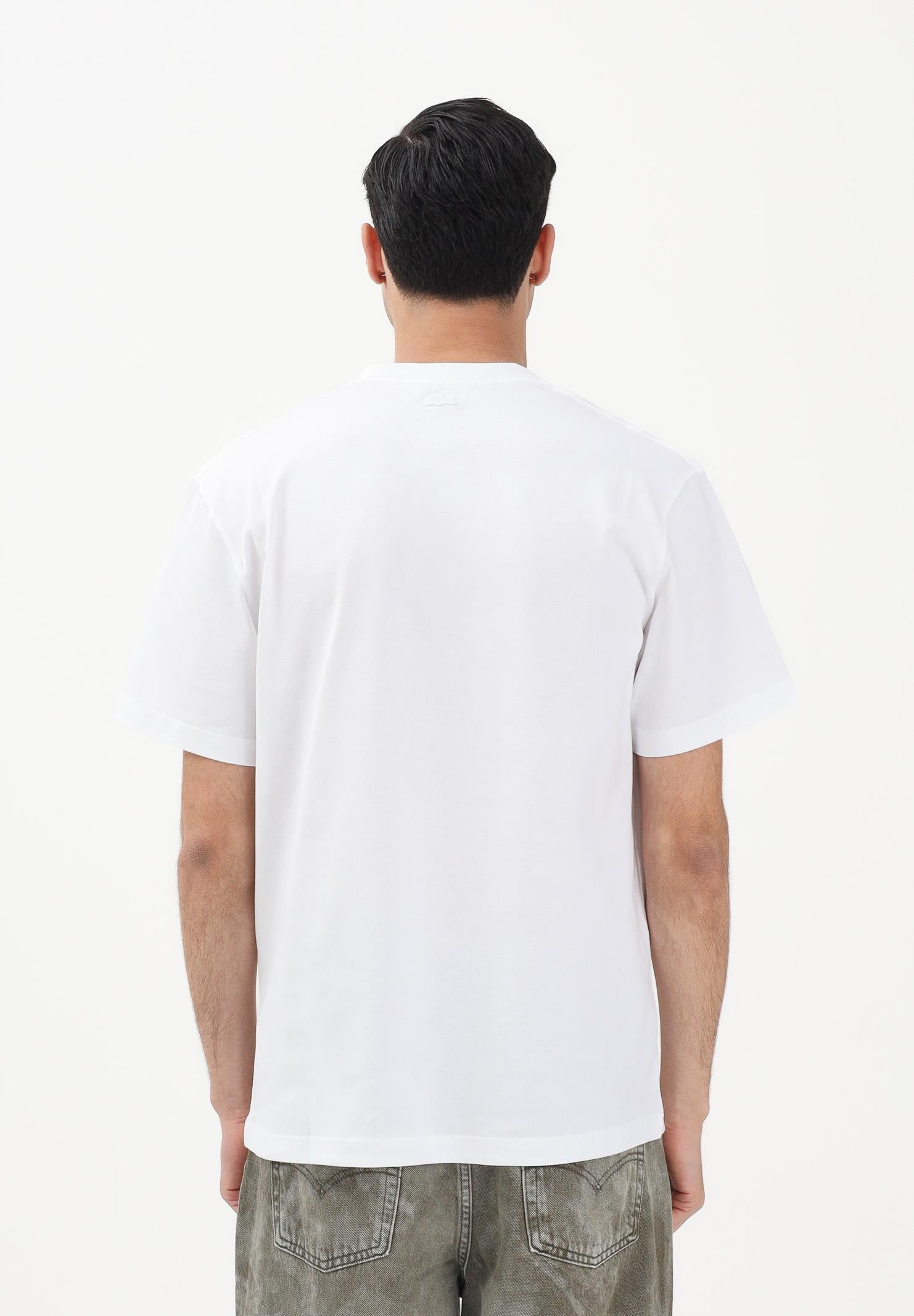 LACOSTE T-shirt a manica corta bianca da uomo in jersey pesante ricamato TH1716 001 LACOSTE