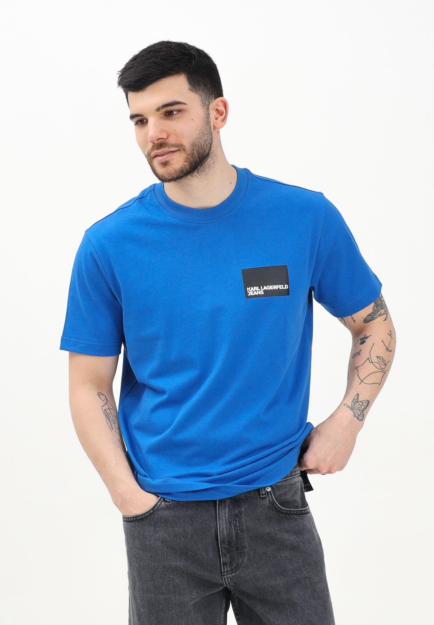 KARL LAGERFELD T-shirt a manica corta blu da uomo con stampa logo KLA1M17001 1AA KARL LAGERFELD