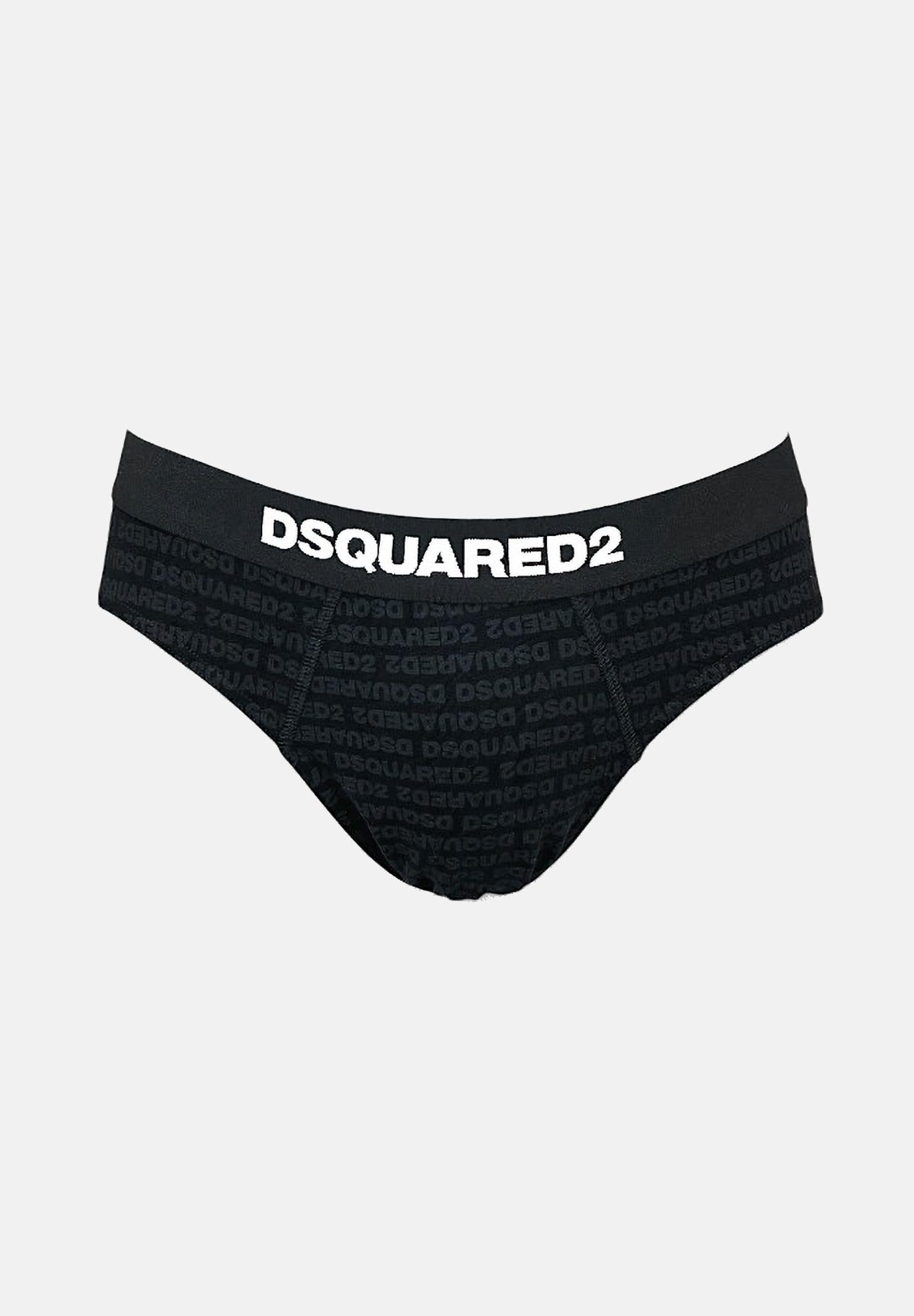 DSQUARED2 Slip nero da uomo con logo all-over D9H135510S 001 DSQUARED2
