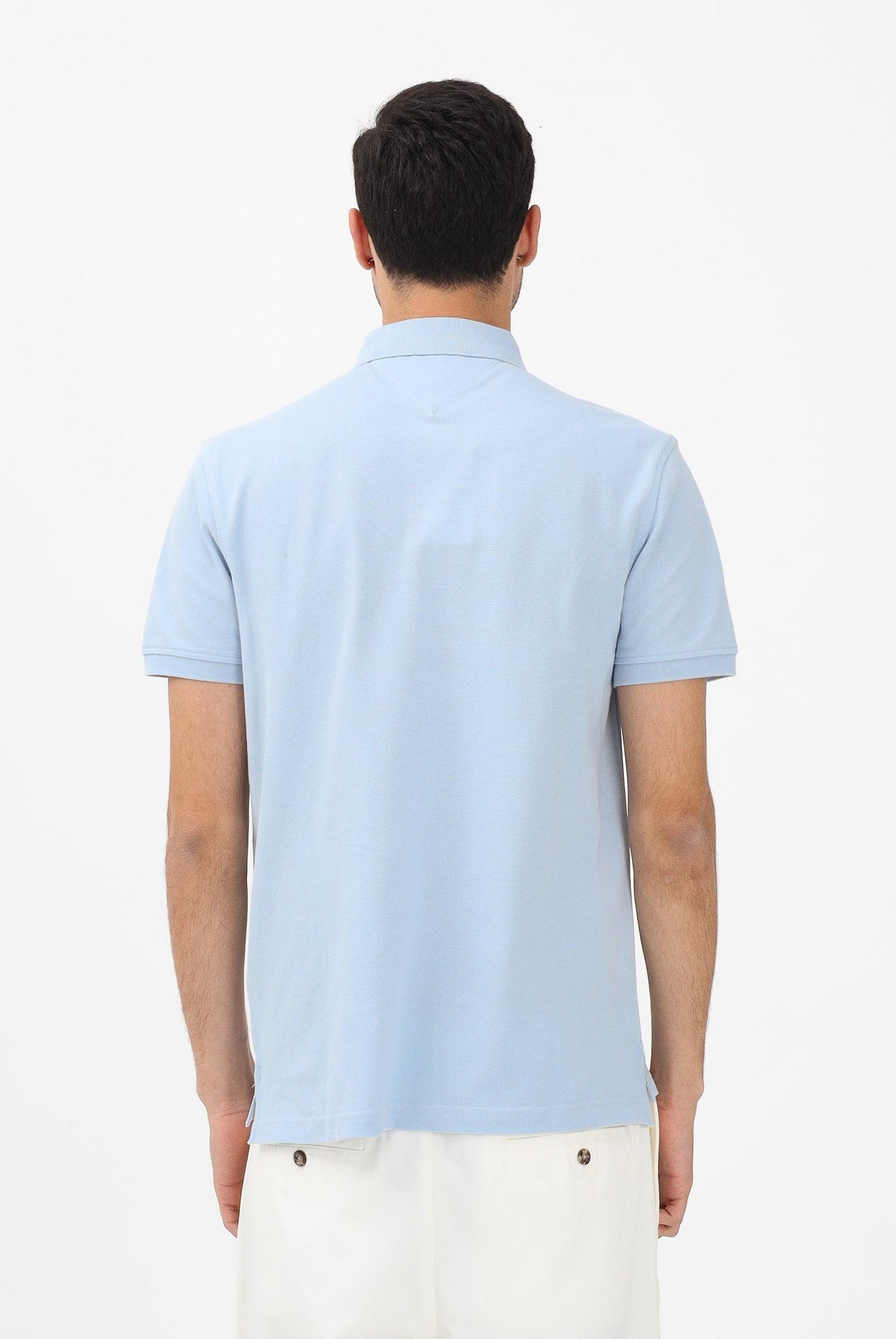 TOMMY HILFIGER Polo a manica corta celeste da uomo con logo MW0MW17770 C1O TOMMY HILFIGER