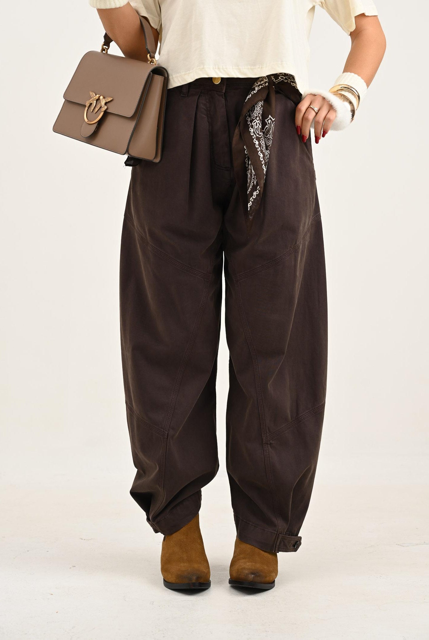 PINKO Pantalone balloon-fit marrone da donna 105667A2TV M04 PINKO