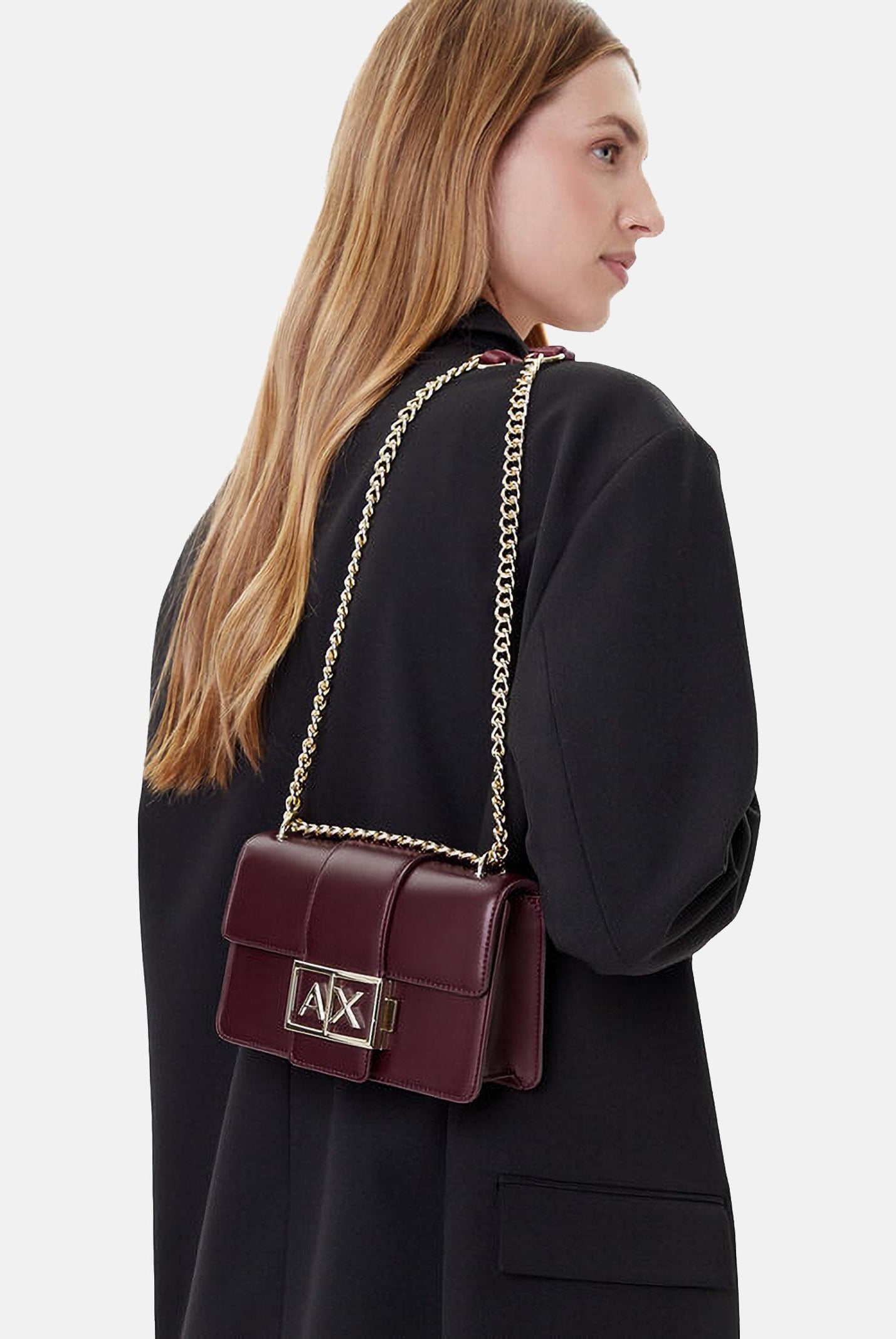 ARMANI EXCHANGE Borsa a tracolla bordeaux da donna con logo XW000071AF12039 UA343 ARMANI EXCHANGE