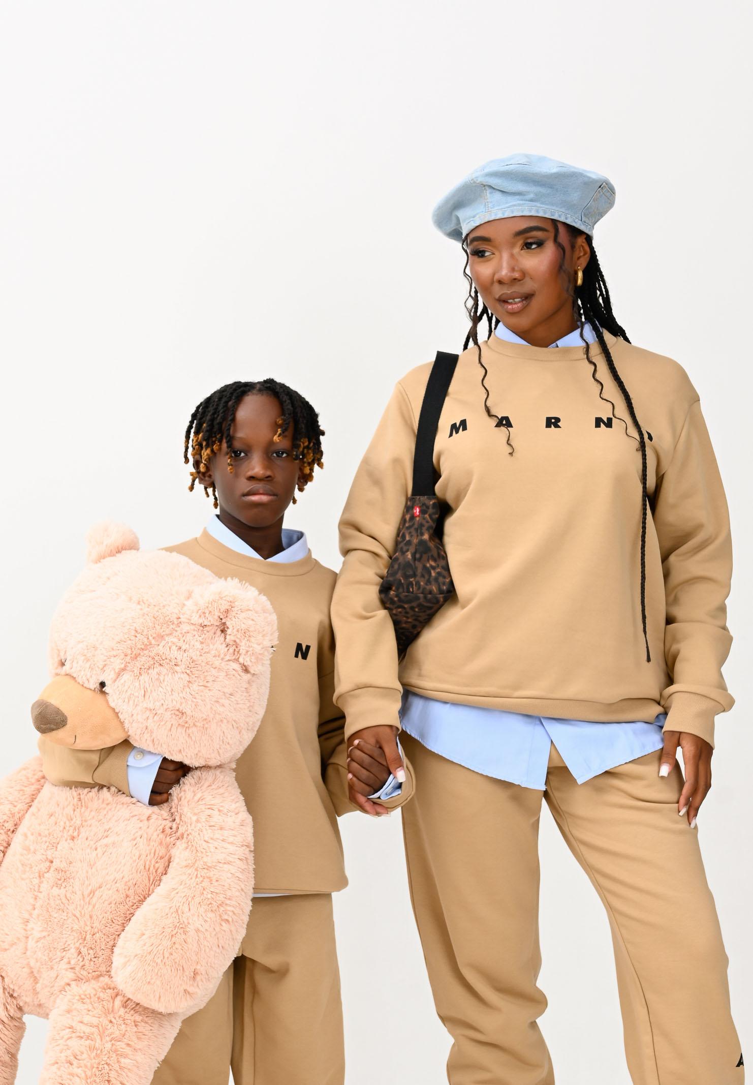 MARNI Felpa girocollo beige per donna, ragazzi e bambini con logo istituzionale M01612M00V0 0M715 MARNI