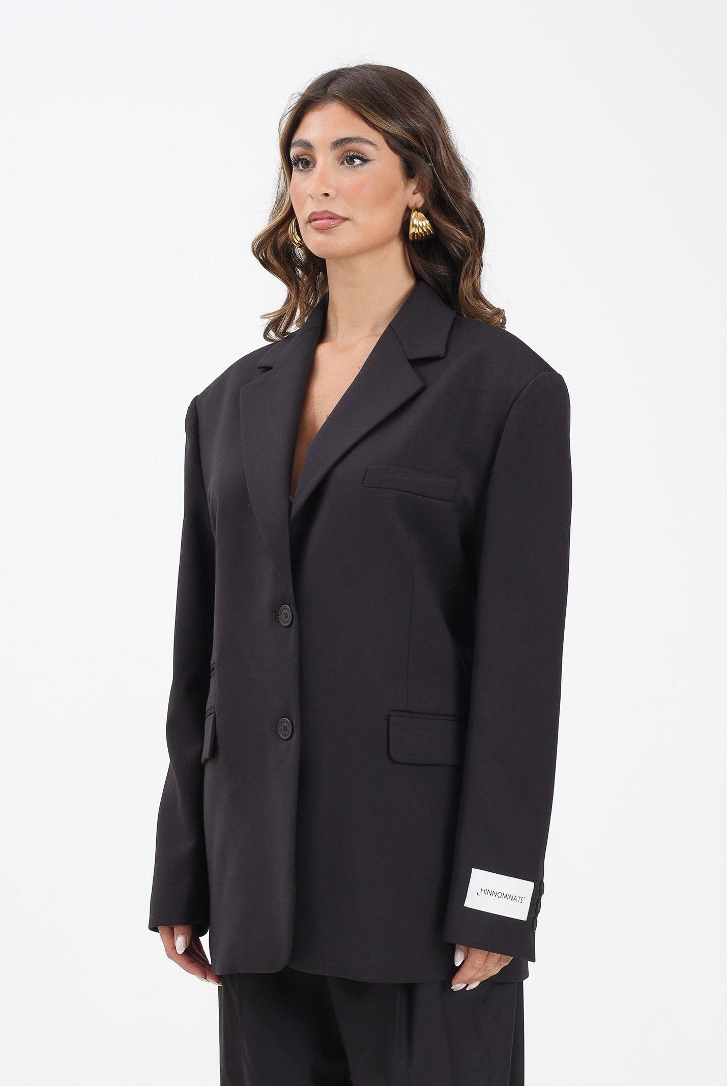 HINNOMINATE Giacca monopetto moro da donna dal taglio oversize HMABW02211 MA03 HINNOMINATE
