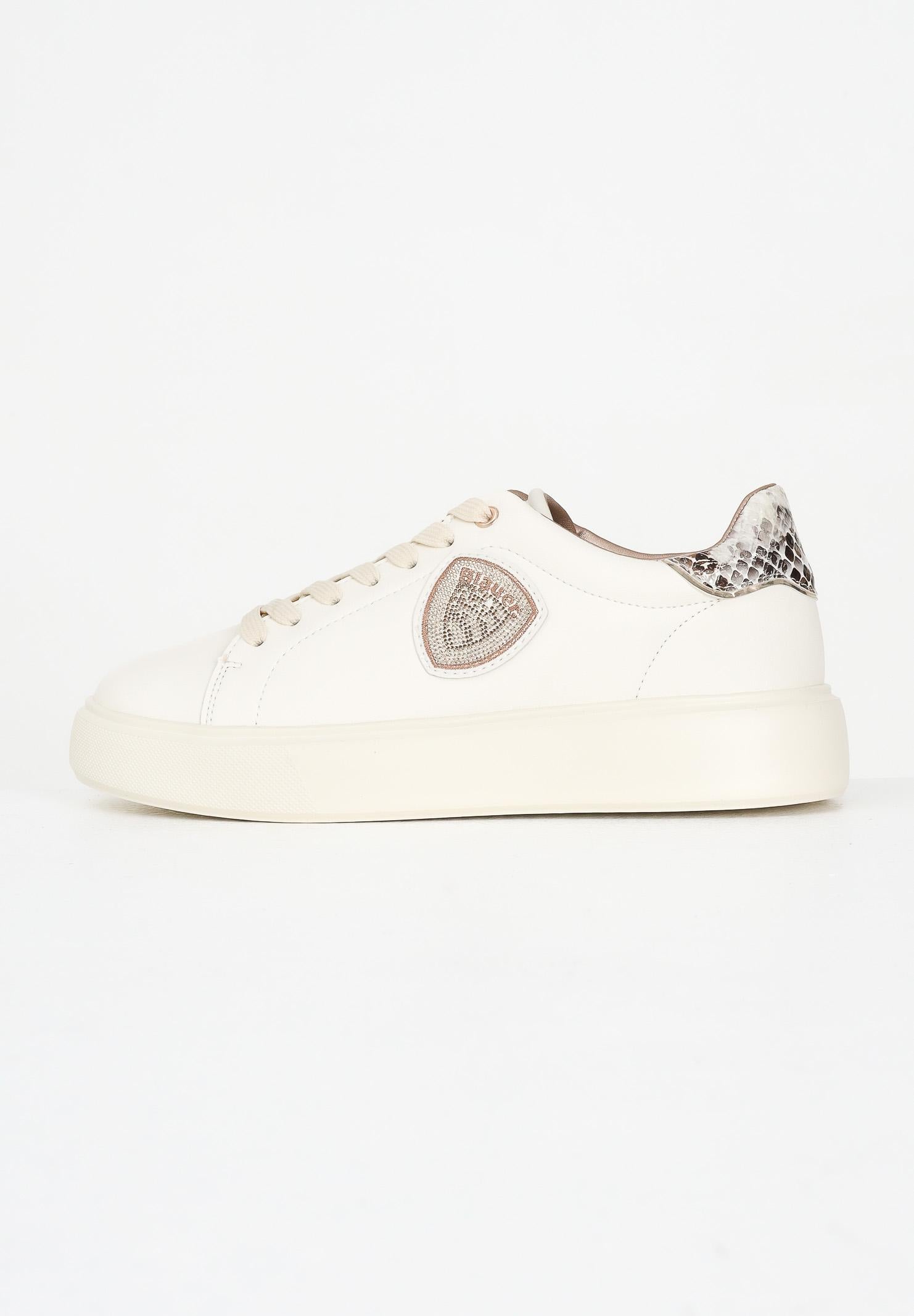 BLAUER Sneakers panna da donna con logo e inserto pitonato F5VENUS01PYT CREPYT BLAUER