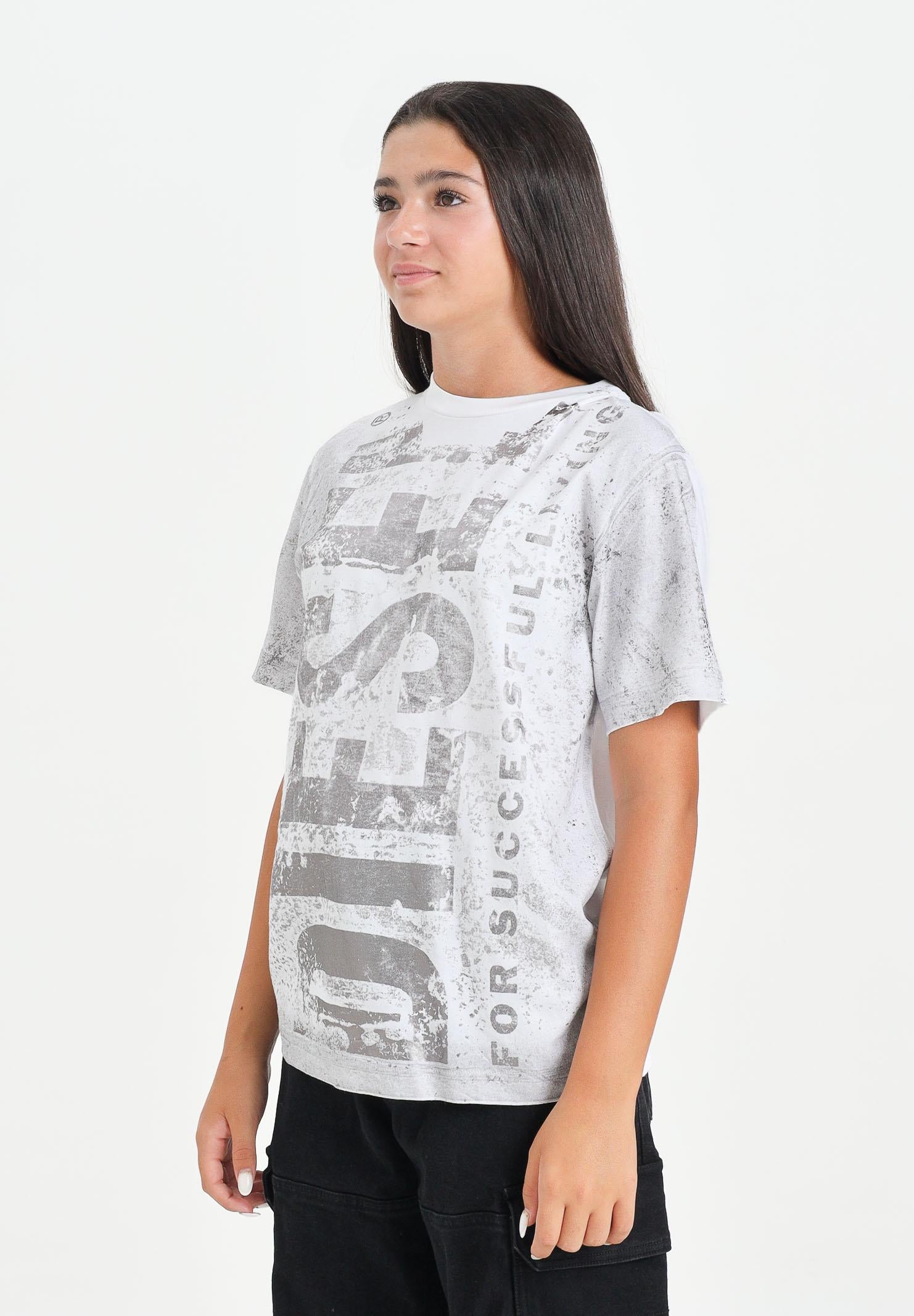 DIESEL T-shirt a manica corta bianca per donna, ragazzi e bambini con logo J02479KYAZW K100 DIESEL