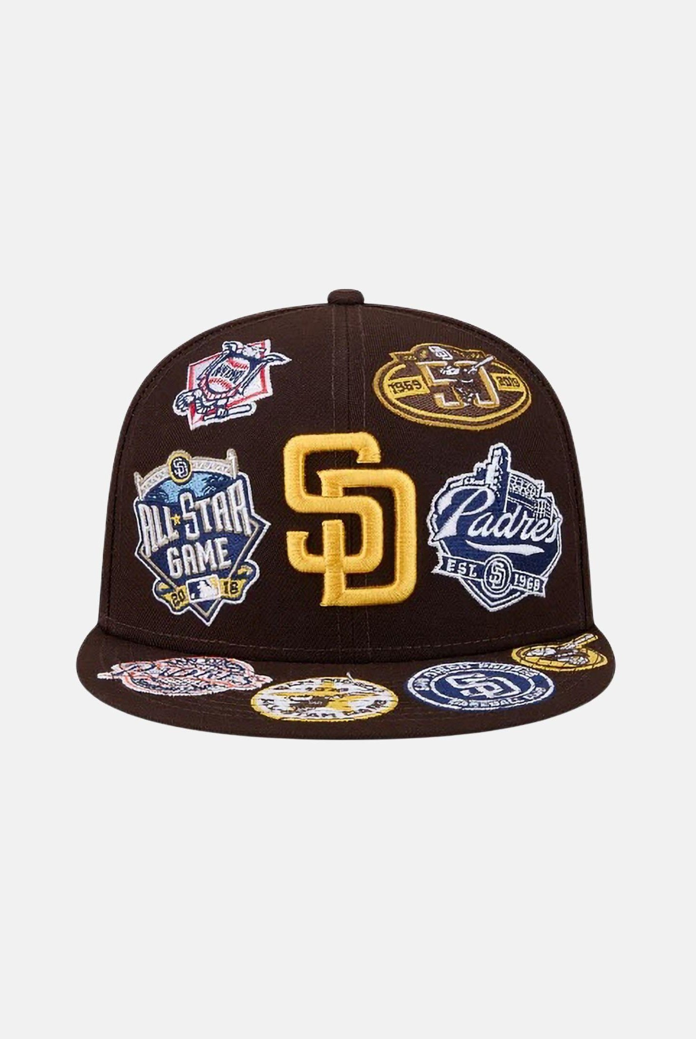 NEW ERA Cappello con visiera San Diego Padres All Over 59 FIFTY Fitted marrone per uomo e donna 60803401 . NEW ERA