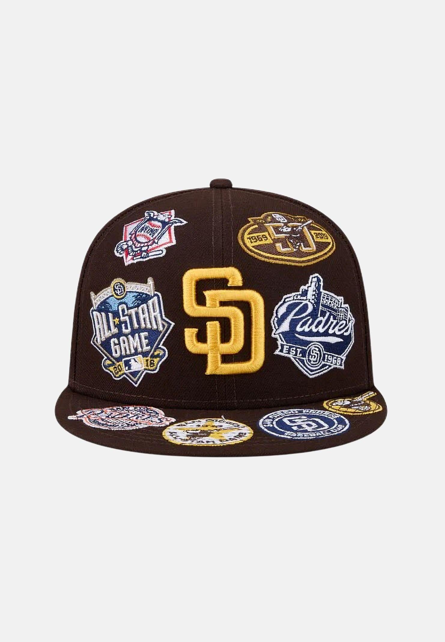 NEW ERA Cappello con visiera San Diego Padres All Over 59 FIFTY Fitted marrone per uomo e donna 60803401 . NEW ERA