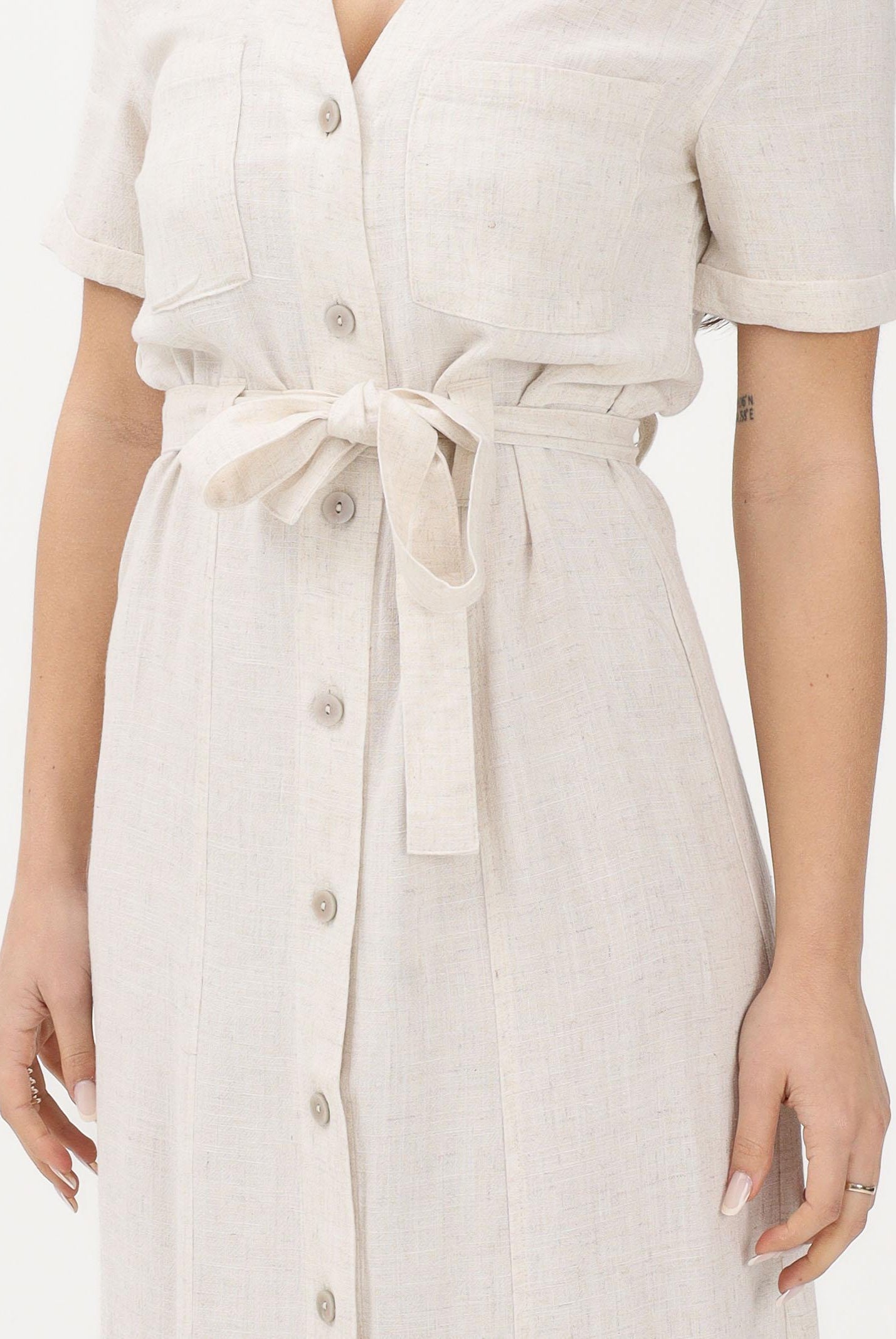 ONLY Abito midi beige da donna con cintura 15347210 MO ONLY