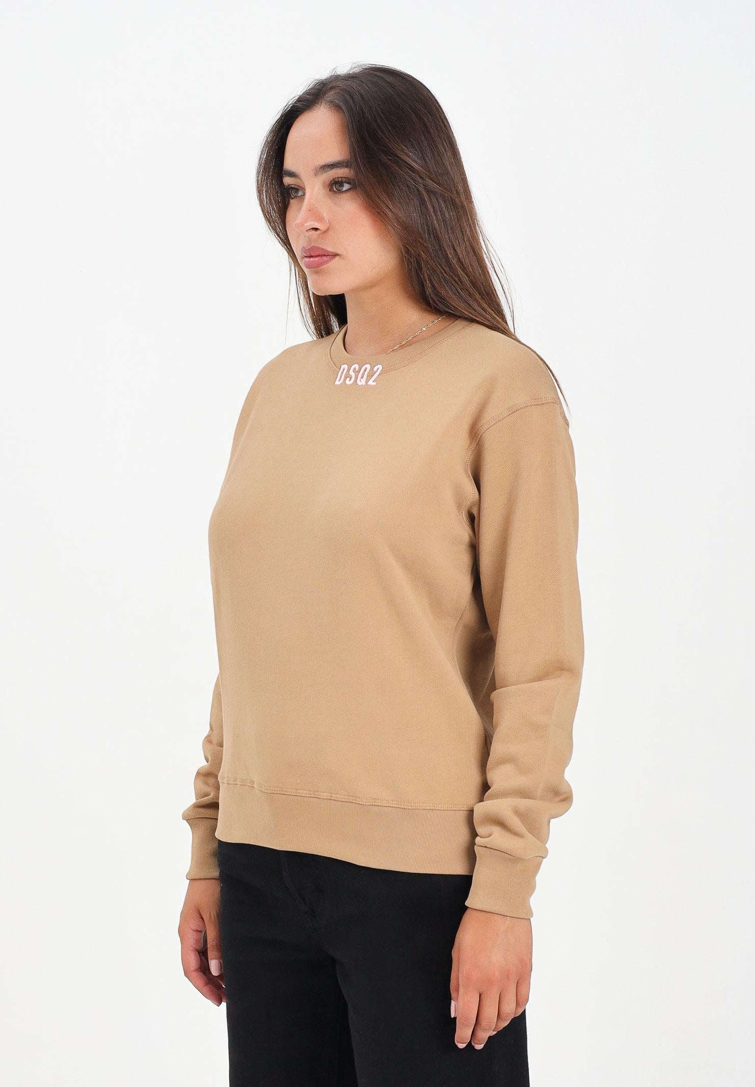 DSQUARED2 Felpa girocollo beige per donna, ragazze e bambine con logo DSQ2 DQ3017D0AEY DQ721 DSQUARED2