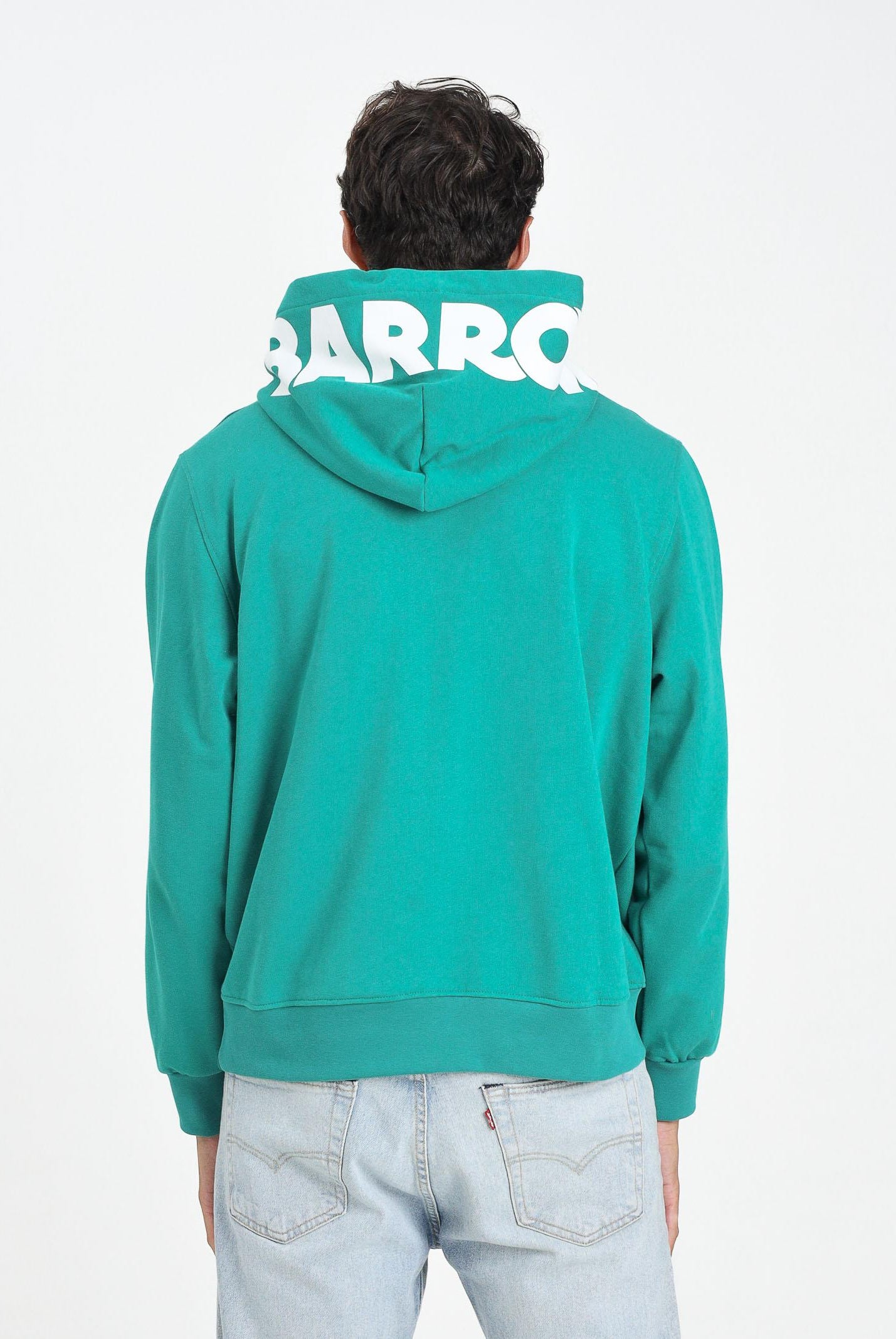 BARROW Felpa verde smeraldo per uomo e donna con cappuccio logato F5BWUAHS058 309 BARROW