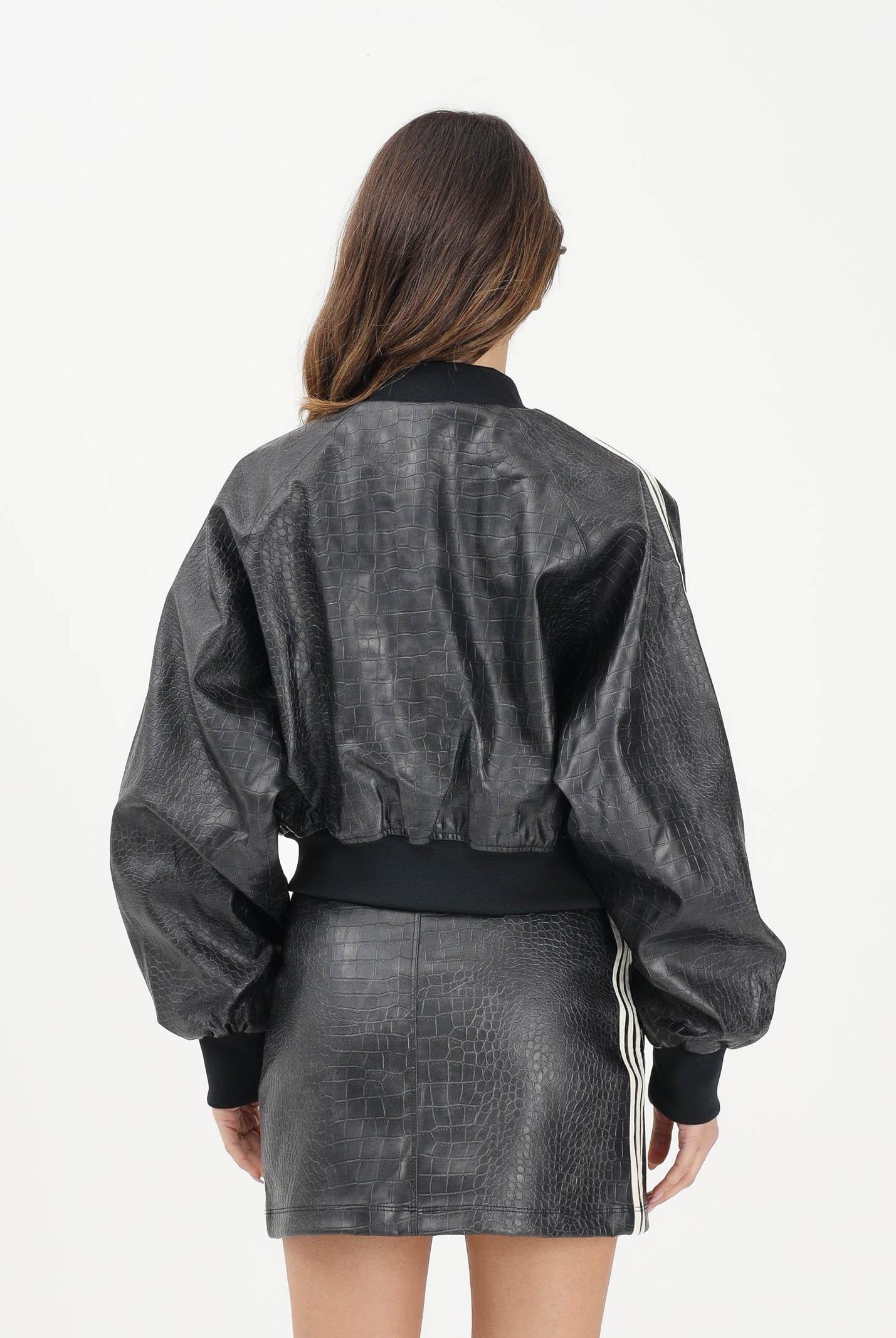 ADIDAS ORIGINALS Bomber in ecopelle SST PLEATHER nero da donna KE5035 . ADIDAS ORIGINALS