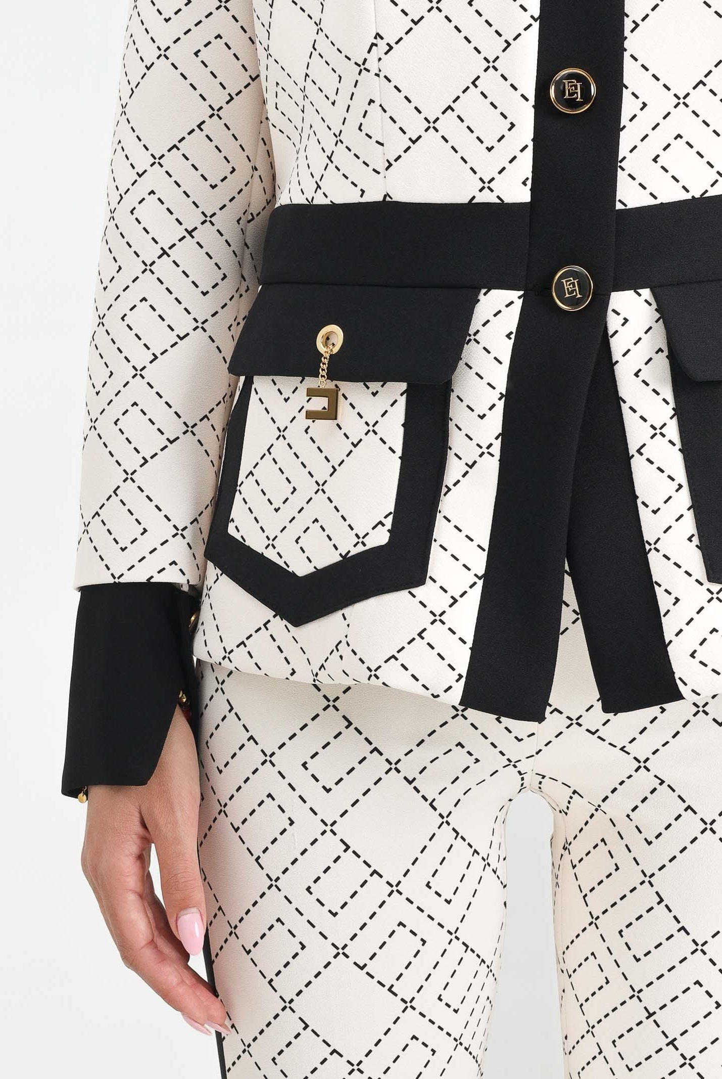 ELISABETTA FRANCHI Giacca panna da donna con fantasia GIS0156E2 EF1 ELISABETTA FRANCHI