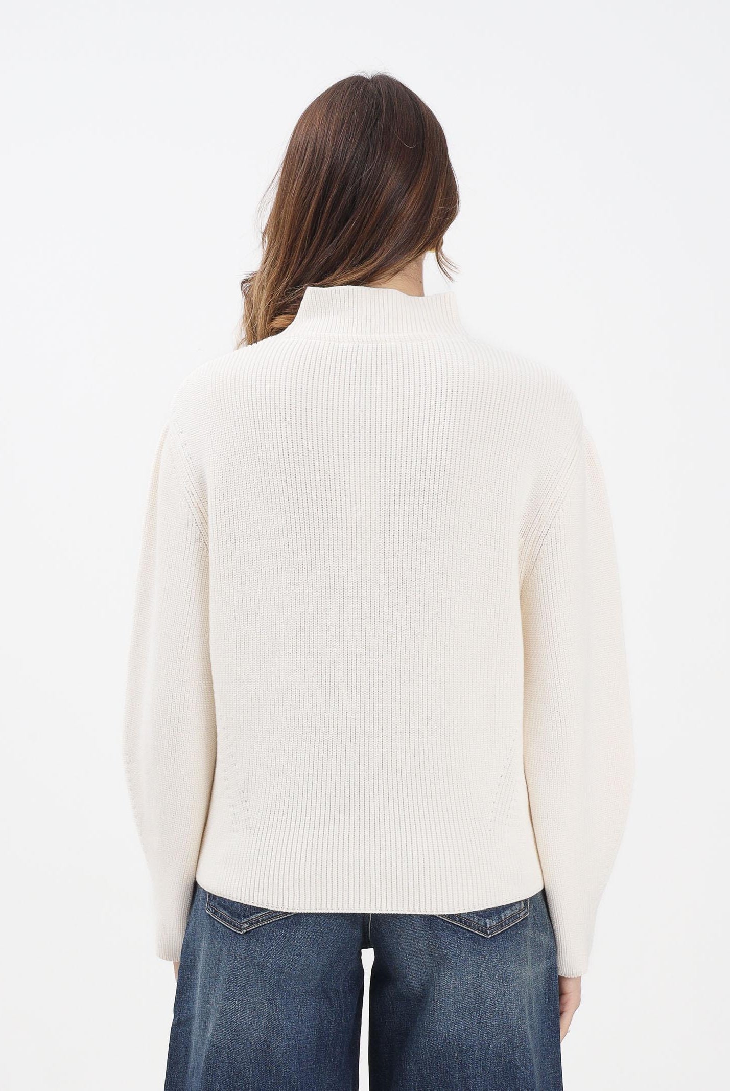 TOMMY JEANS Maglioncino a collo alto panna da donna con logo DW0DW21676YBH TOMMY JEANS