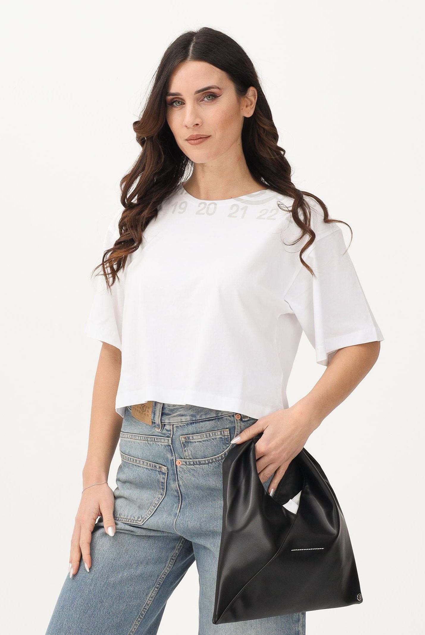 MAISON MARGIELA T-shirt a manica corta bianca per donna, ragazze e bambine con logo M61017MM02Y M6100 MAISON MARGIELA