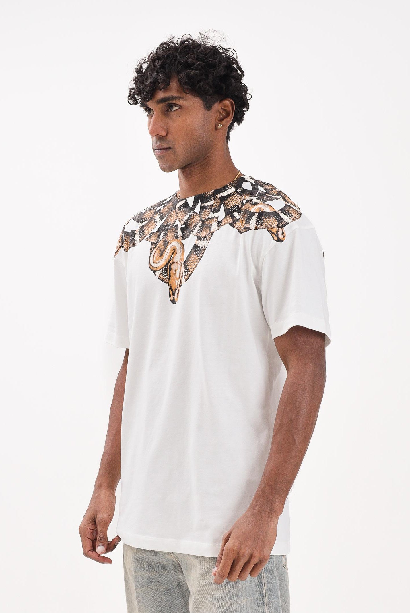 MARCELO BURLON COUNTY OF MILAN T-shirt a manica corta bianca da uomo con stampa serpente F5CAMATH038 013 MARCELO BURLON COUNTY OF MILAN
