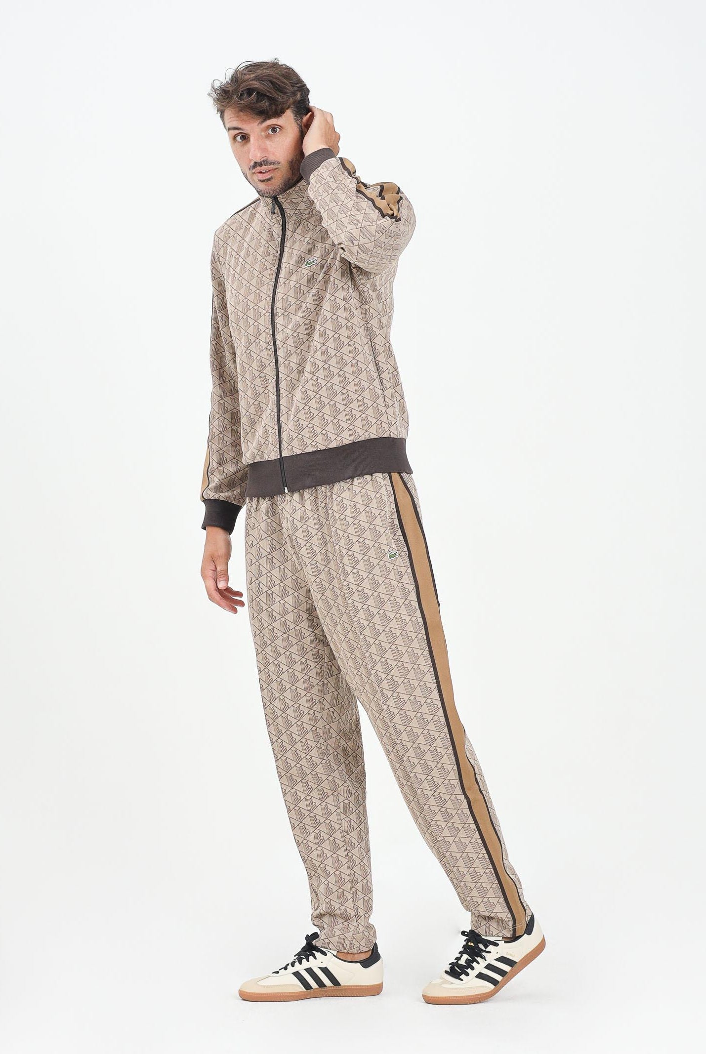 LACOSTE Pantalone sportivo marrone da uomo con monogramma Paris XH1440 6IR LACOSTE