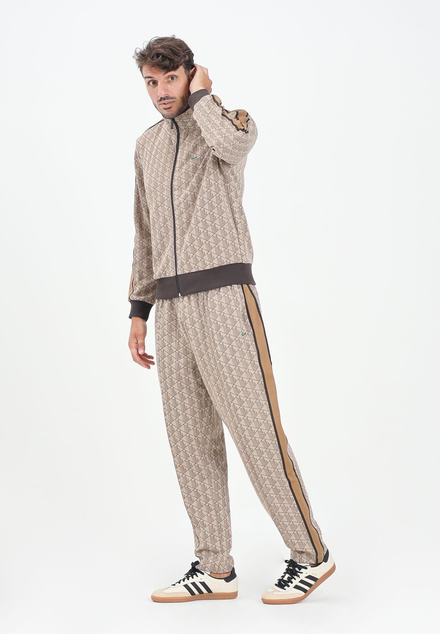 LACOSTE Pantalone sportivo marrone da uomo con monogramma Paris XH1440 6IR LACOSTE
