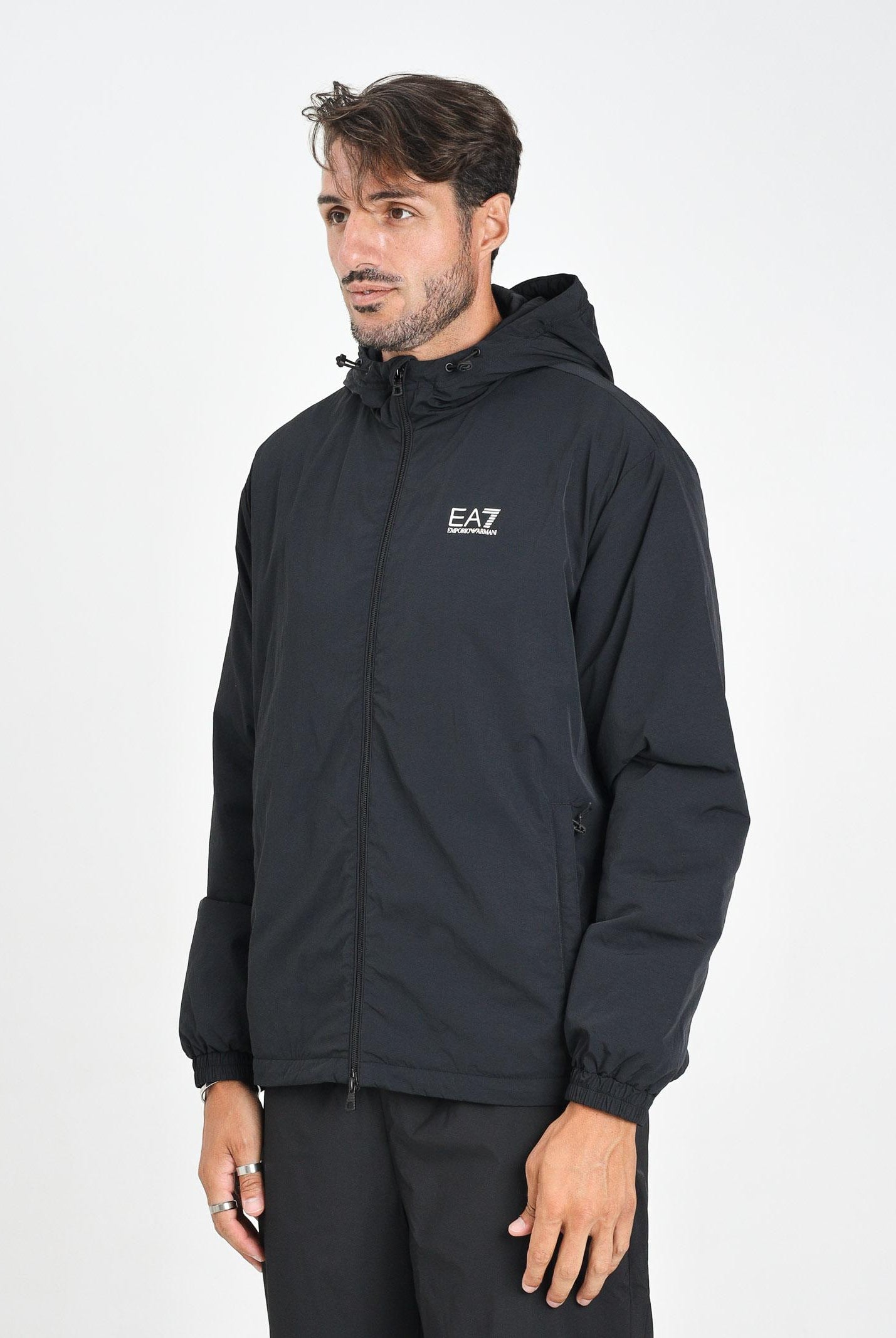 EA7 Giacca a vento nera da uomo con logo 7M000790AF13190 UC001 EA7
