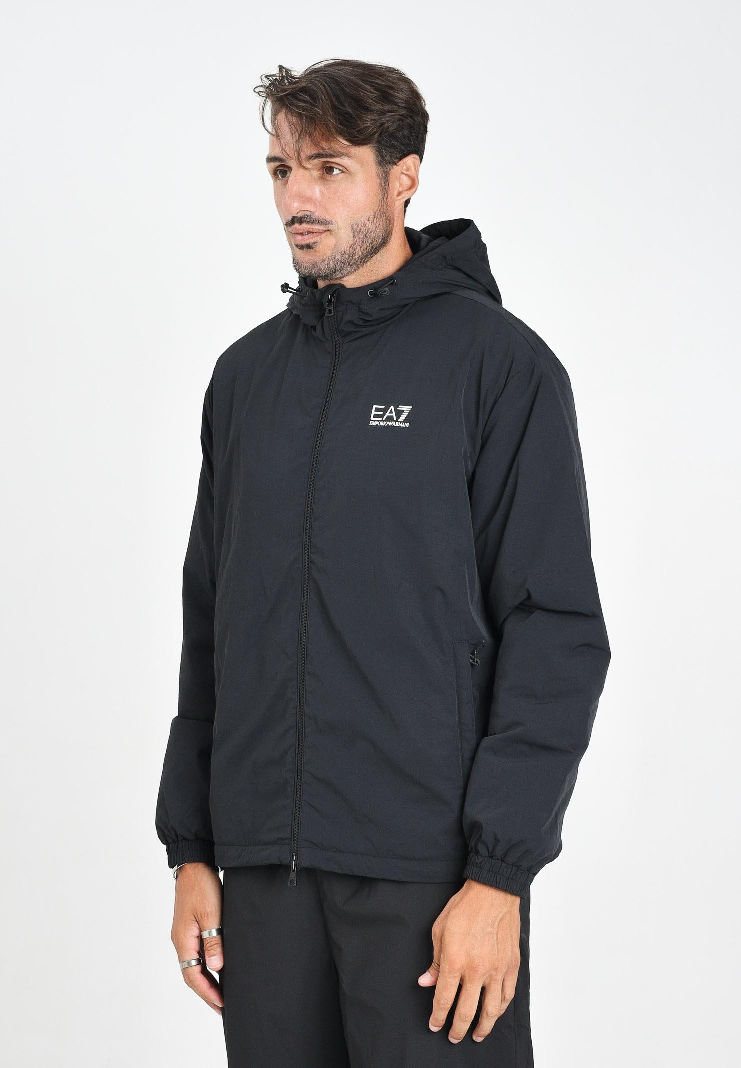 EA7 Giacca a vento nera da uomo con logo 7M000790AF13190 UC001 EA7