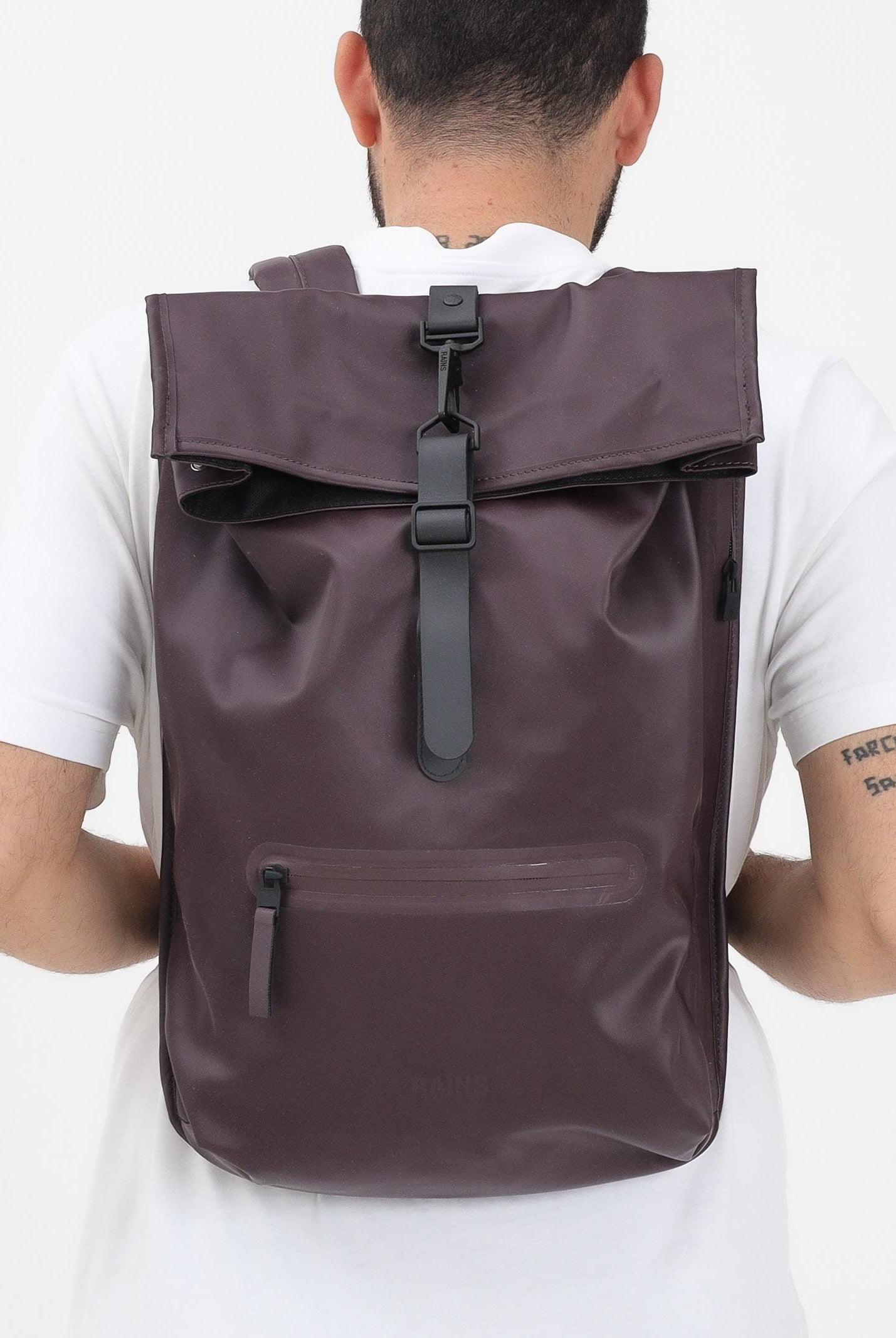 RAINS Zaino Rolltop bordeaux per uomo e donna RA13320 DEP RAINS