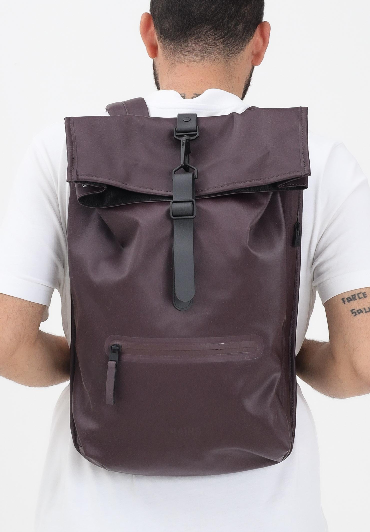 RAINS Zaino Rolltop bordeaux per uomo e donna RA13320 DEP RAINS