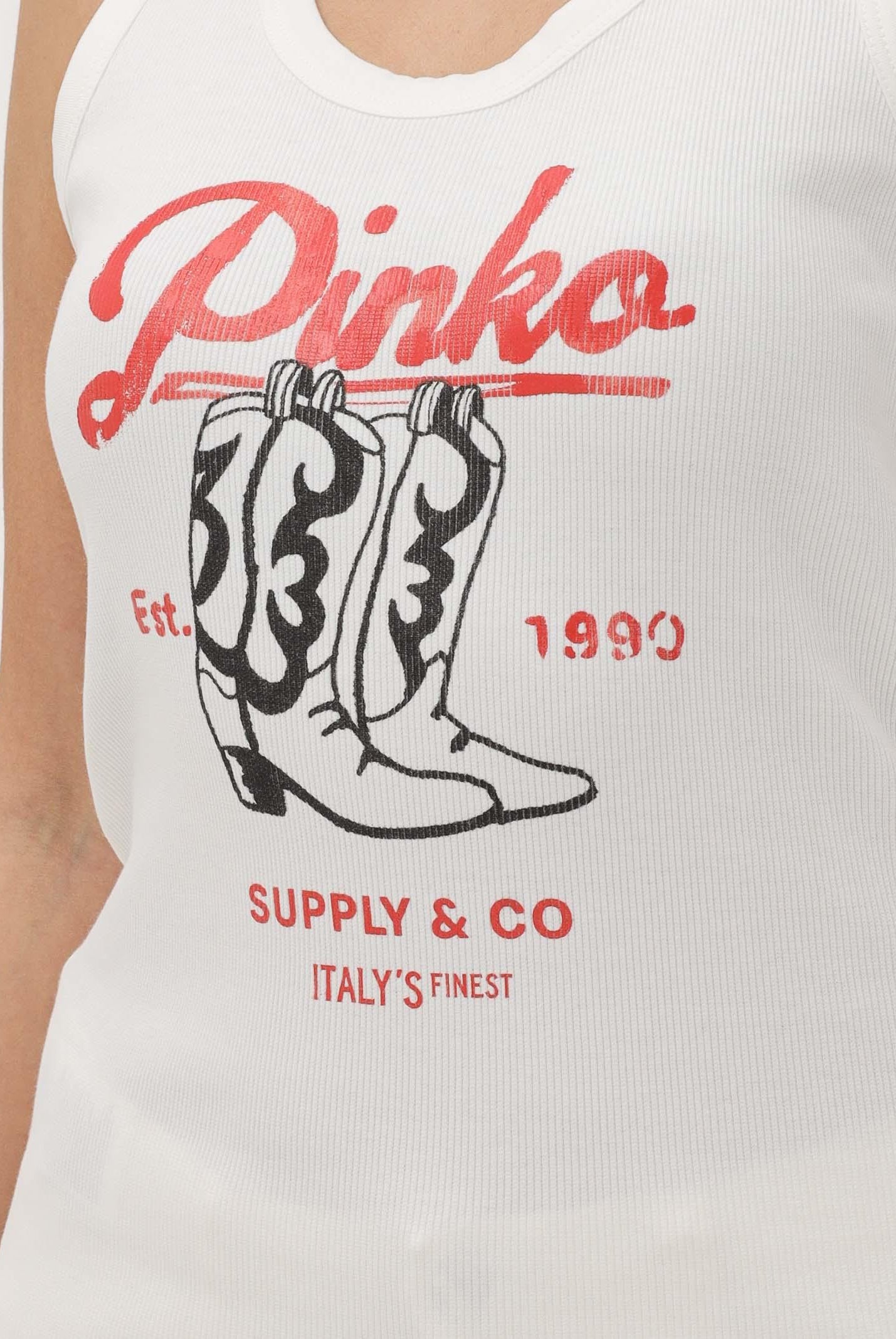PINKO Canotta bianca da donna con stampa vintage 106901A3BX Z05 PINKO