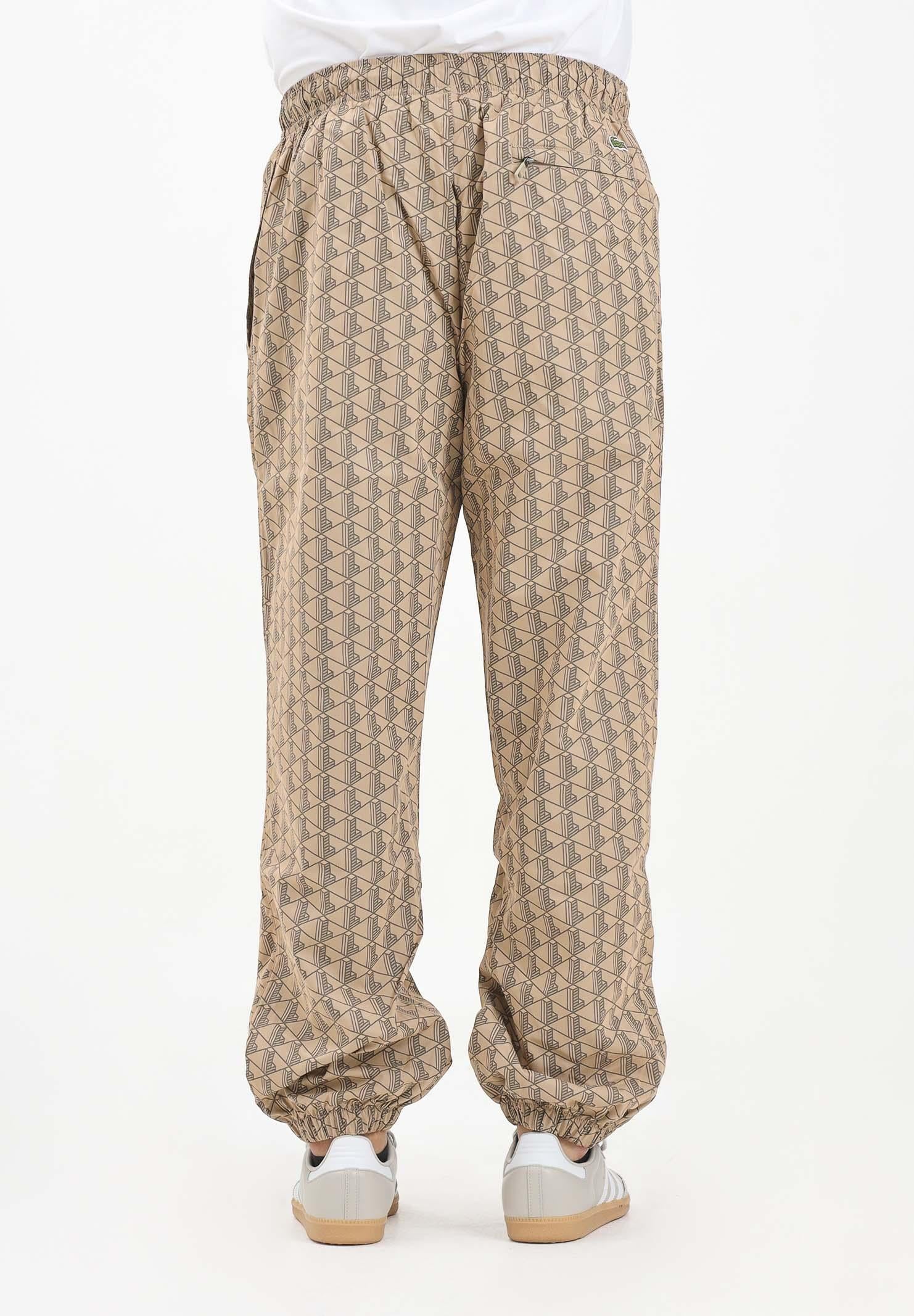 LACOSTE Pantalone sportivo beige da uomo con monogramma XH8908 IXQ LACOSTE