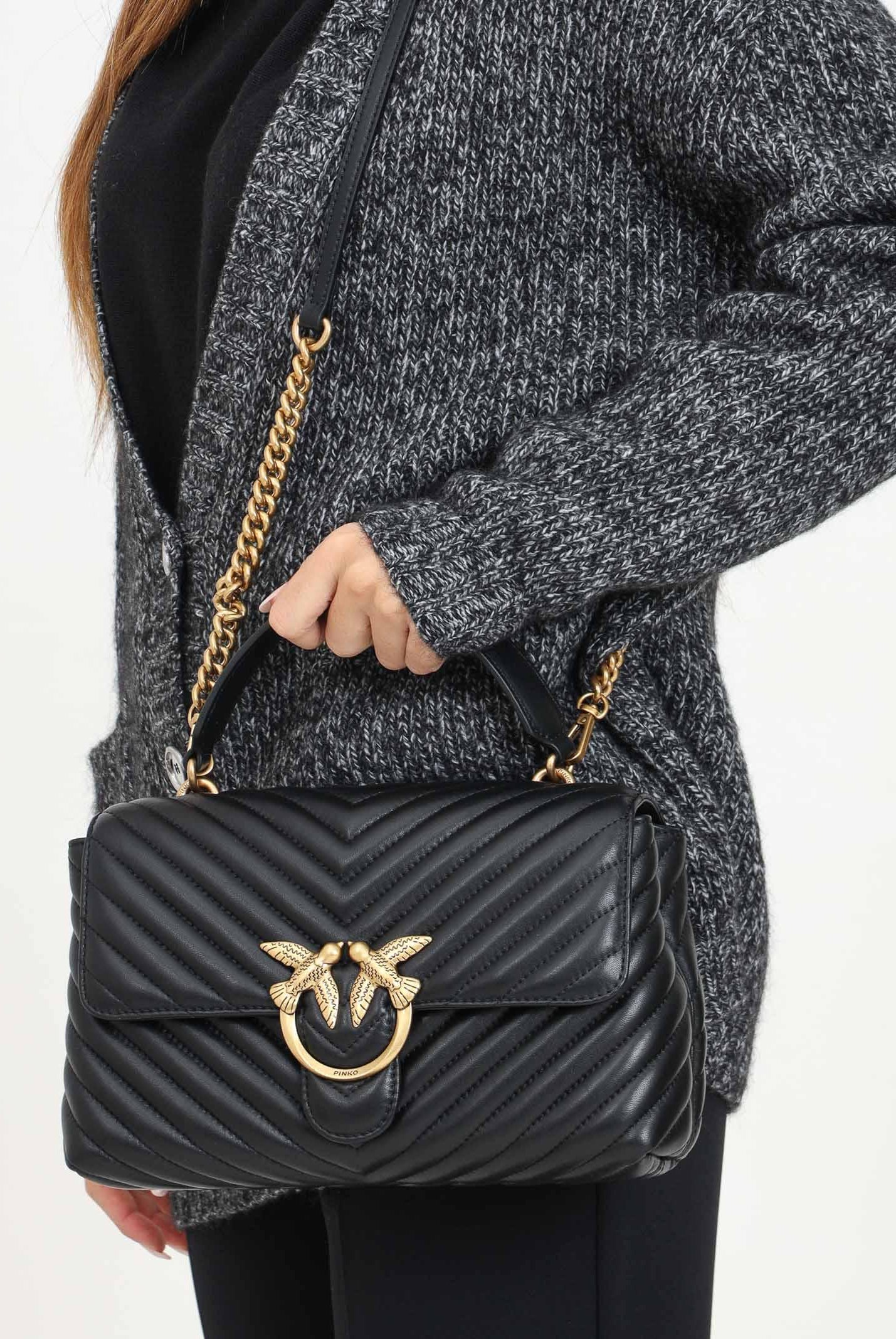 Borsa a mano Classic Love Bag Puff nera da donna 100043A0GK Z99Q PINKO