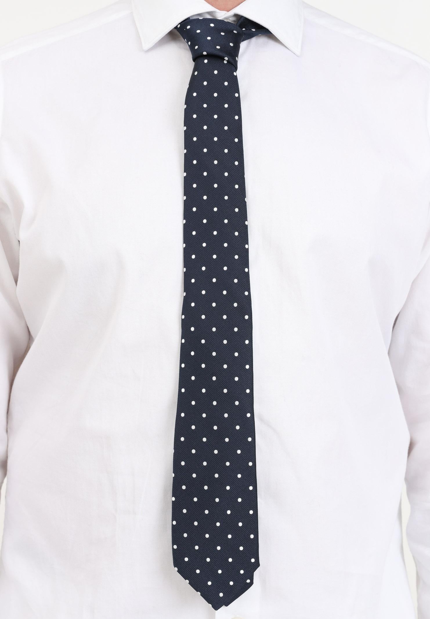 LANVIN Cravatta blu da uomo con fantasia a pois 1303 5 LANVIN