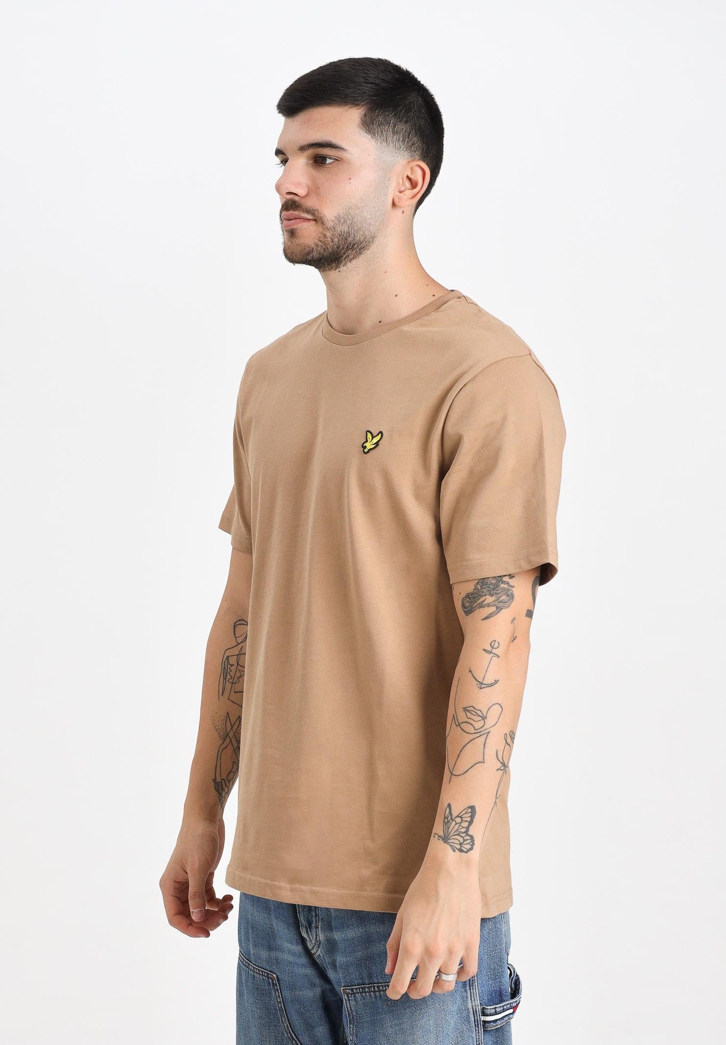 LYLE & SCOTT T-shirt a manica corta beige da uomo con patch logo TS400VOG X851 LYLE & SCOTT