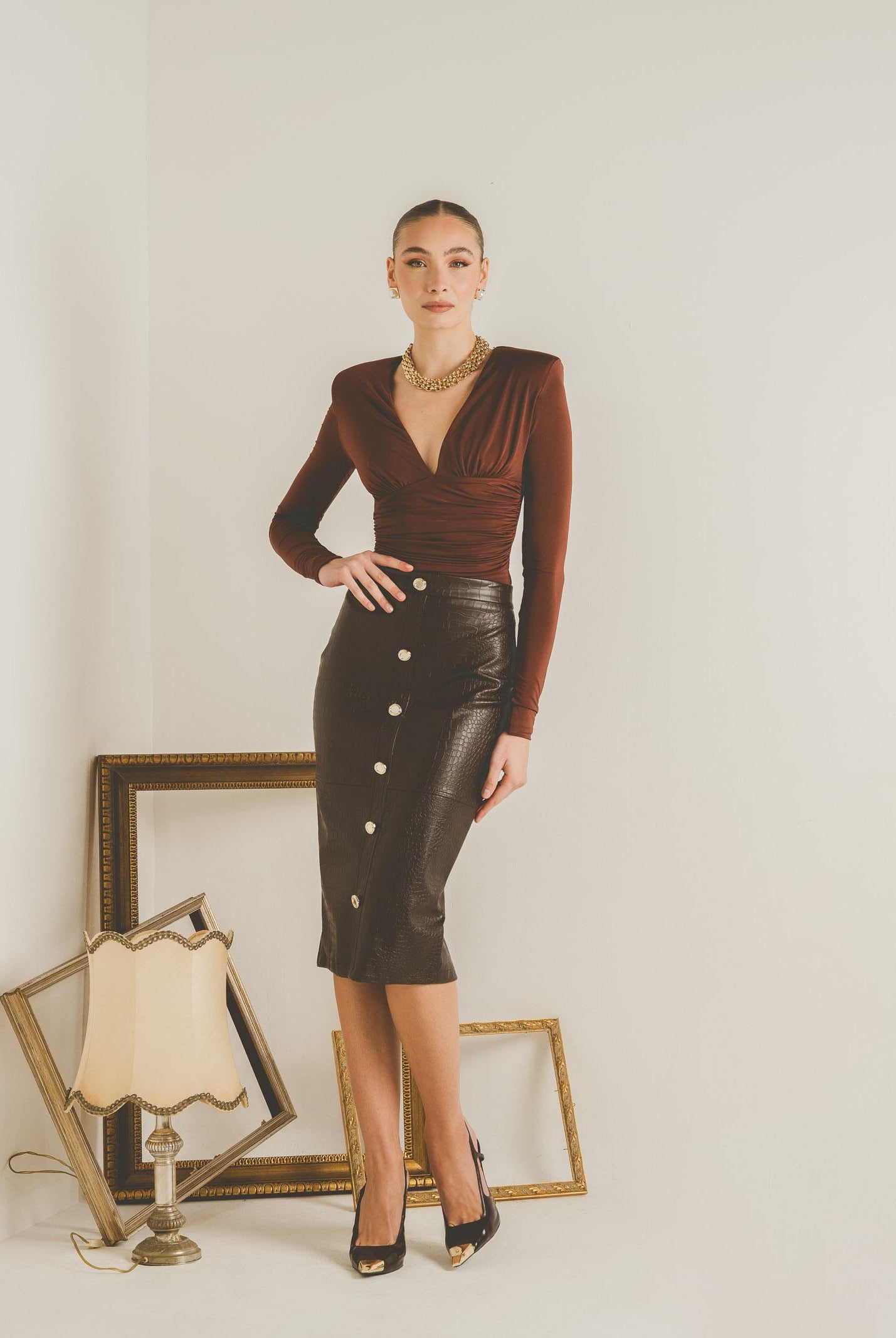 SANTAS Gonna midi BELLE ÉTOILE marrone da donna PV2610 MA SANTAS