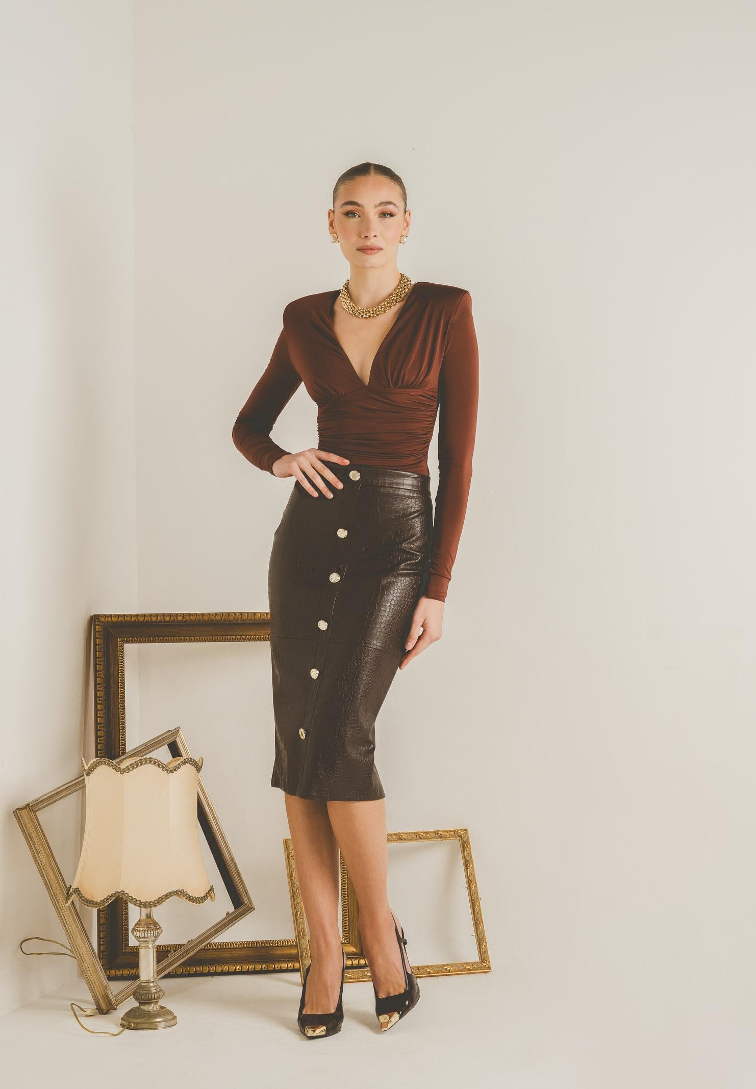 SANTAS Gonna midi BELLE ÉTOILE marrone da donna PV2610 MA SANTAS