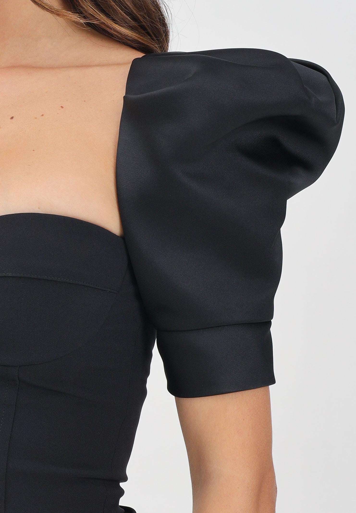 ELISABETTA FRANCHI Corpetto nero da donna in crêpe e duchesse TO02656E2 110 ELISABETTA FRANCHI