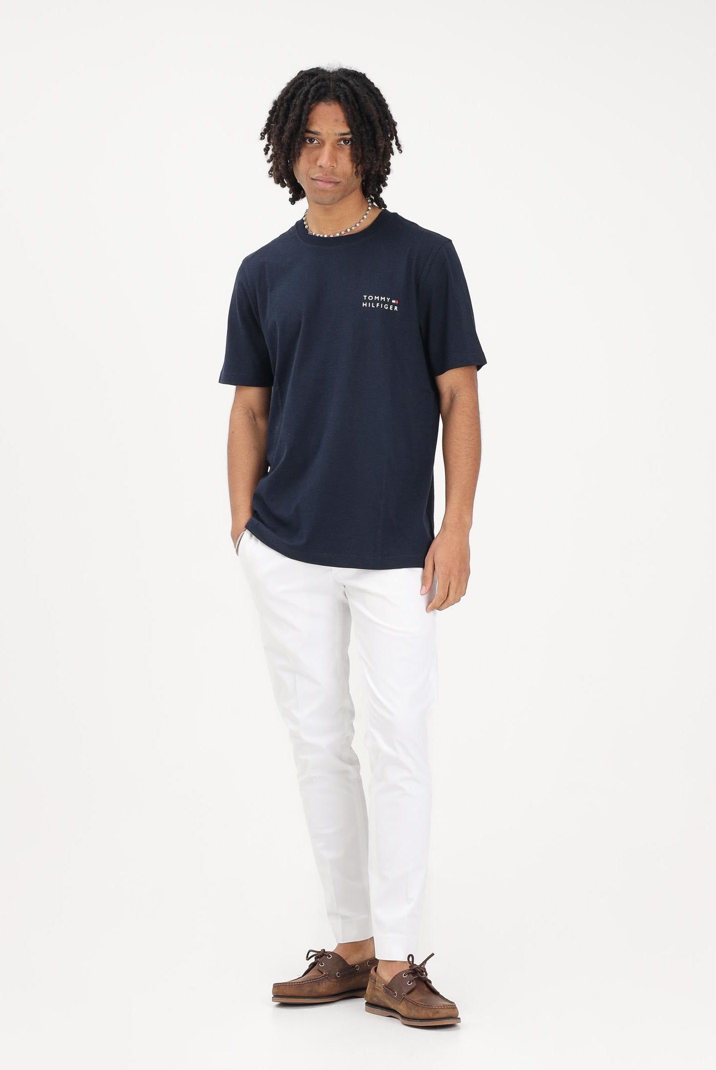 TOMMY HILFIGER T-shirt a manica corta blu da uomo con stampa MW0MW42370 DW5 TOMMY HILFIGER