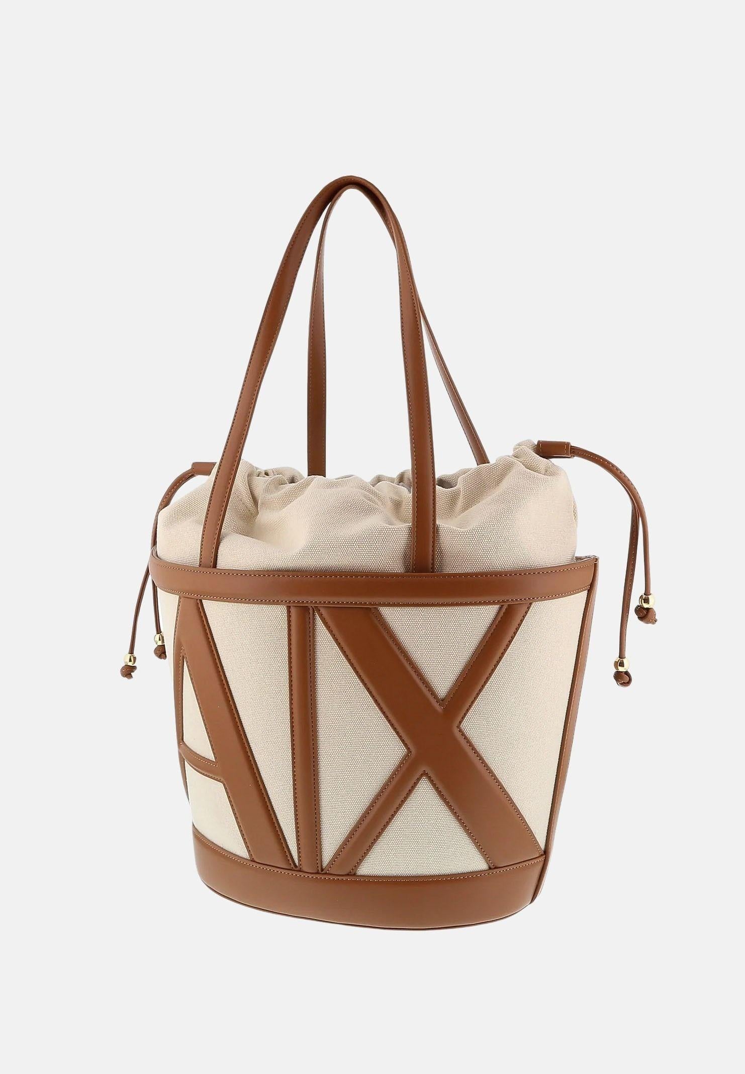 ARMANI EXCHANGE Shopper beige e cuoio da donna con logo XW002607AF22635 M6261 ARMANI EXCHANGE