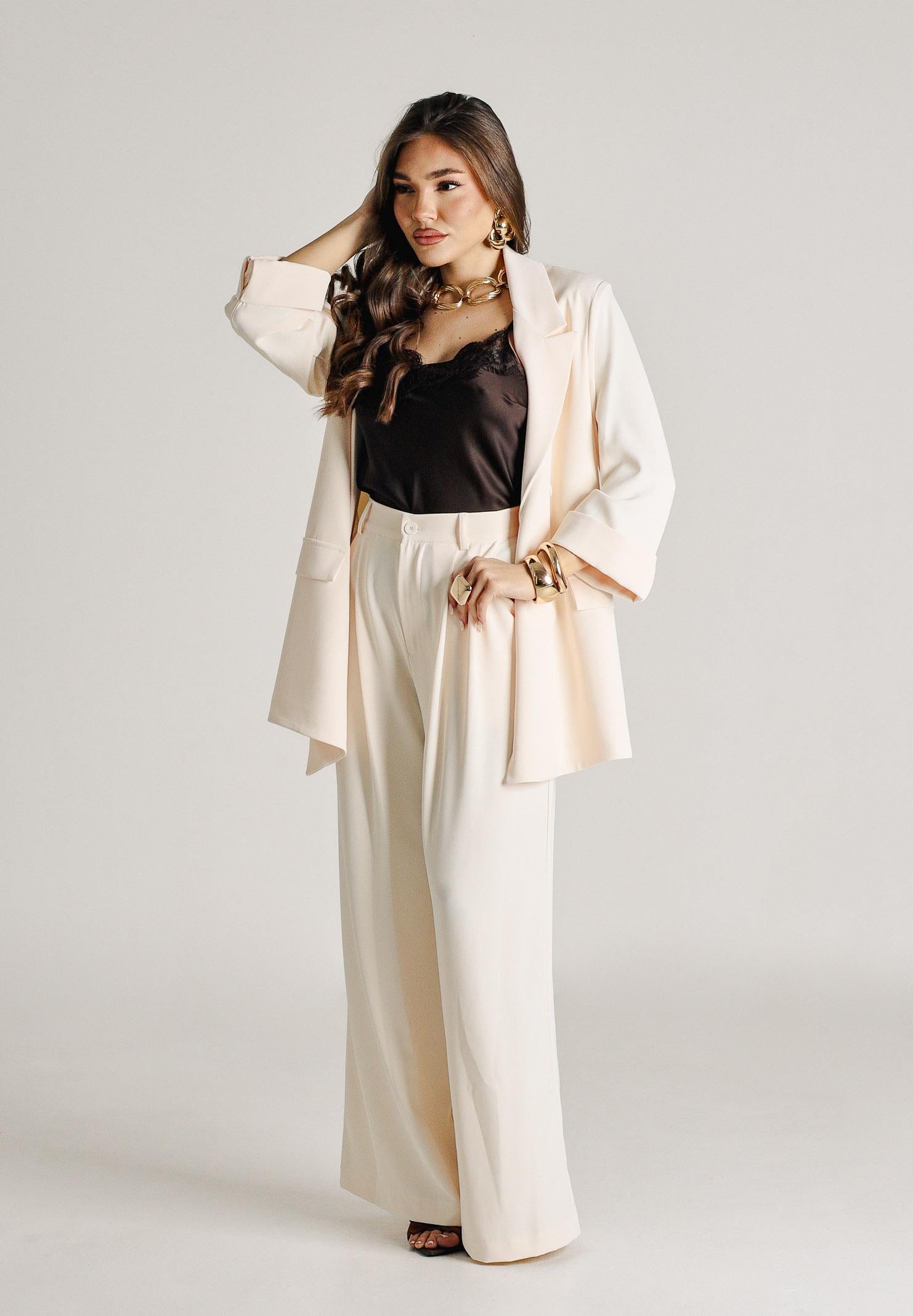VICOLO Pantalone a palazzo crema da donna TAB1692 RO VICOLO
