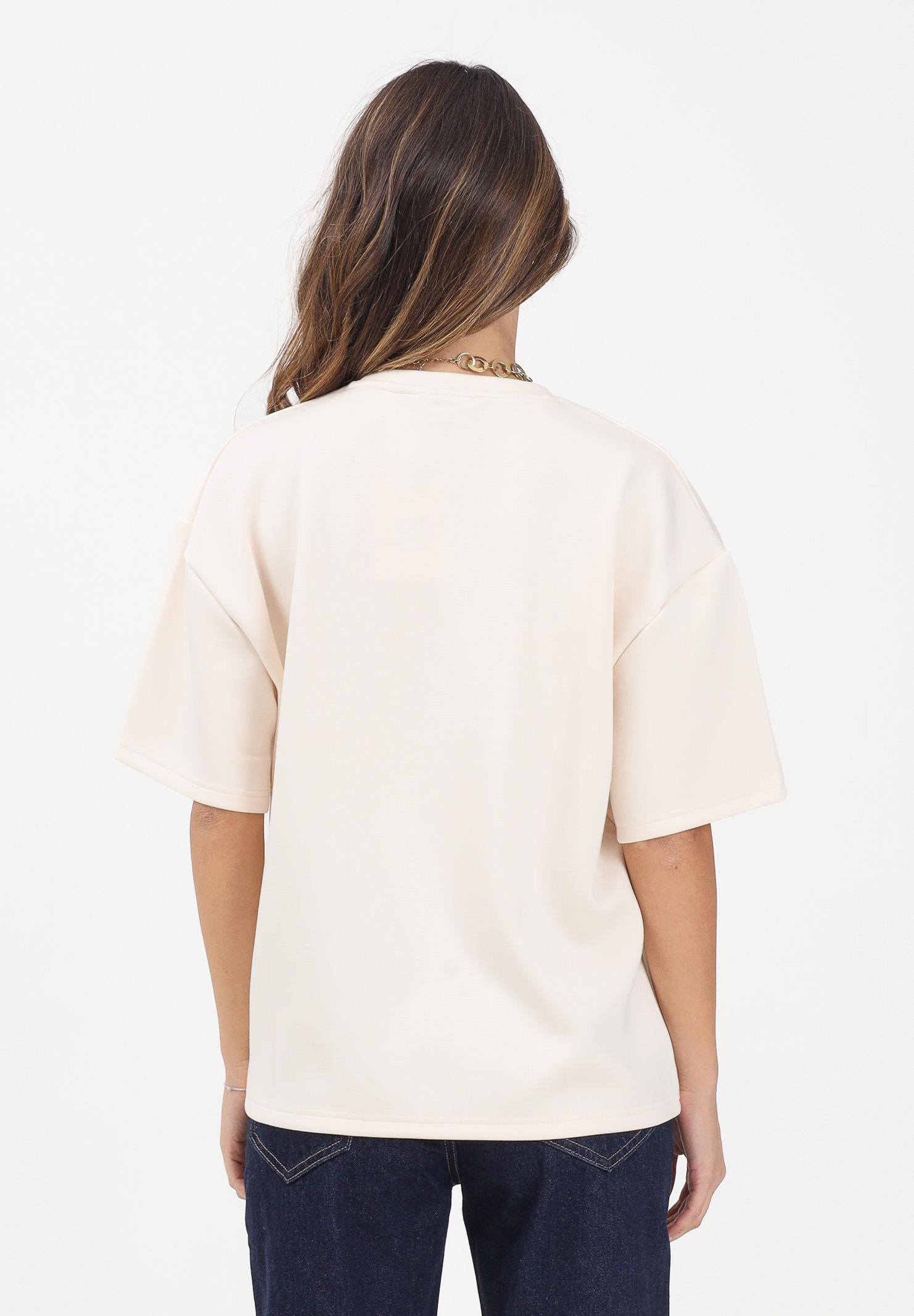 GCDS T-shirt a manica corta panna da donna con stampa logo B2EW2306JJ3 15 GCDS