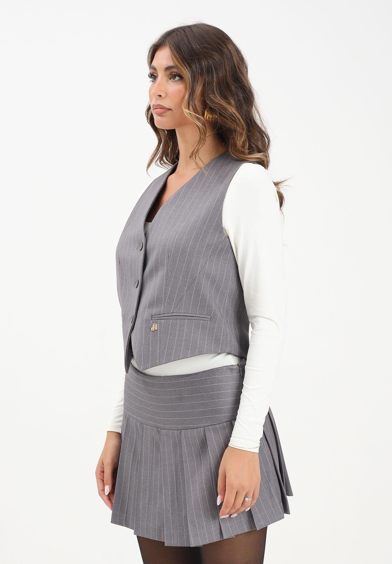 HINNOMINATE Gilet grigio da donna con motivo gessato sottile HMABW02242 GR40 HINNOMINATE