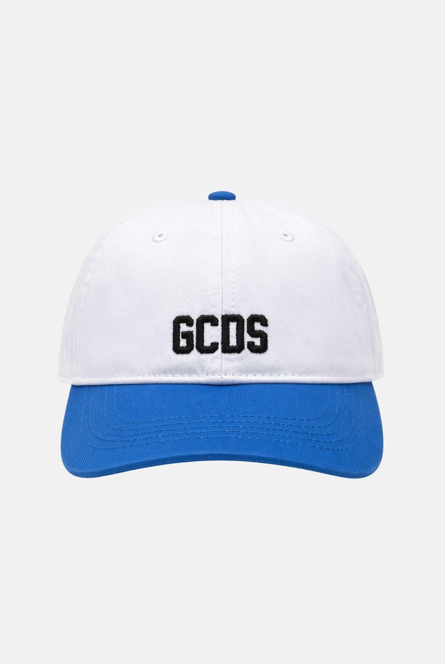 GCDS Cappello con visiera bianco e azzurro per uomo e donna con logo C1UJQN713T800 100E GCDS